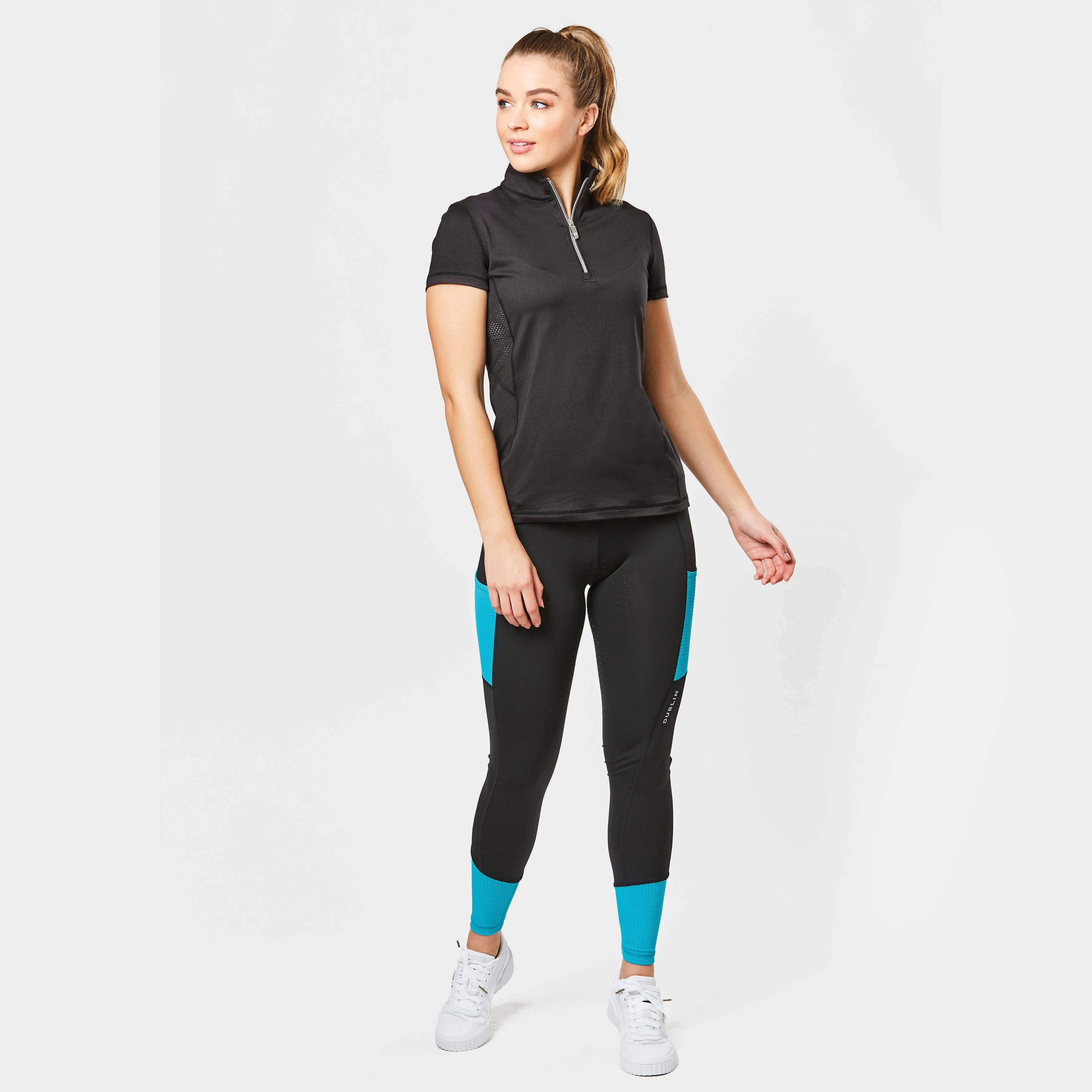 Women's Power Performance Midrise Tights Black/Blue - Image 3