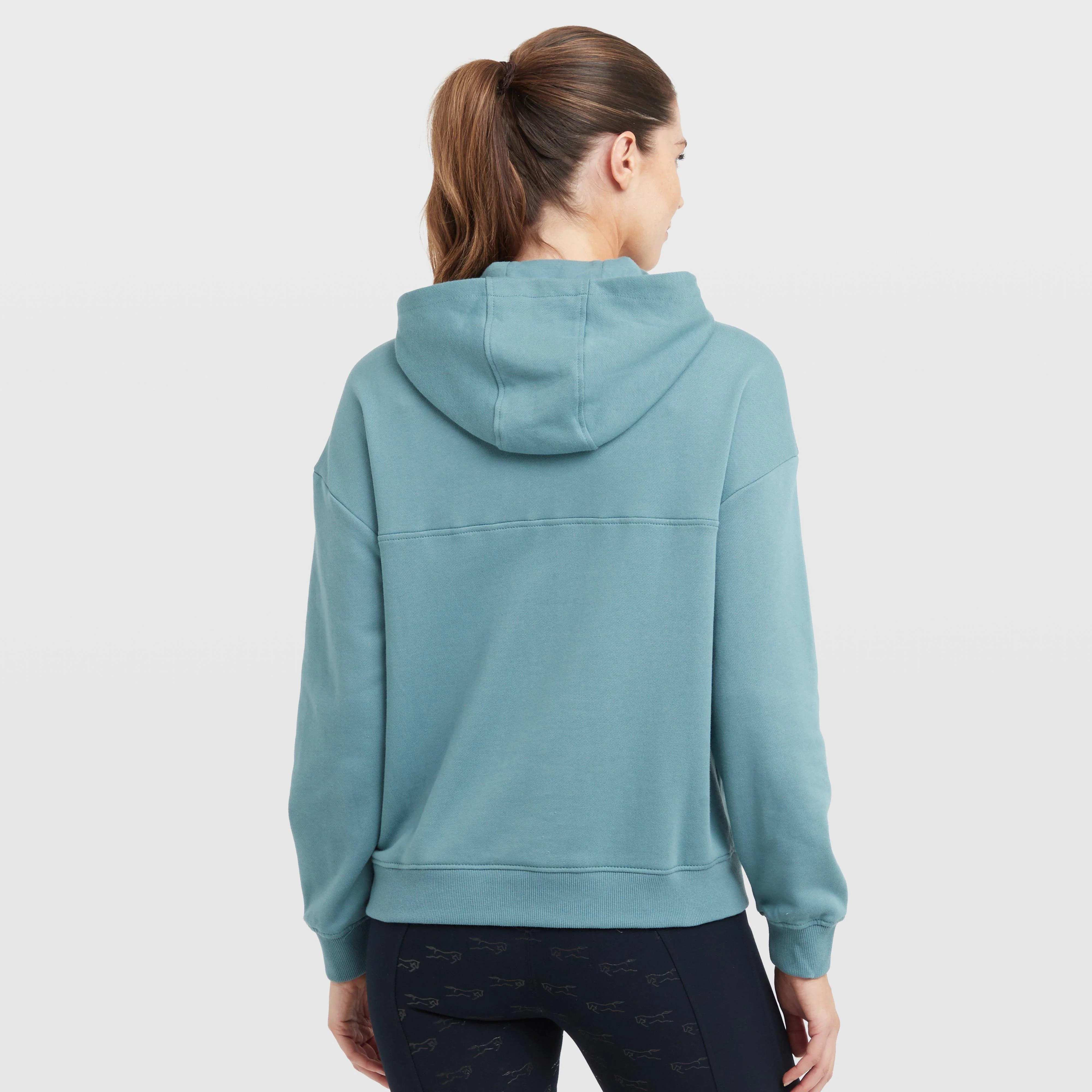 Womens the 1/4 Zip Hooded Fleece Pullover Washed Teal - Image 2
