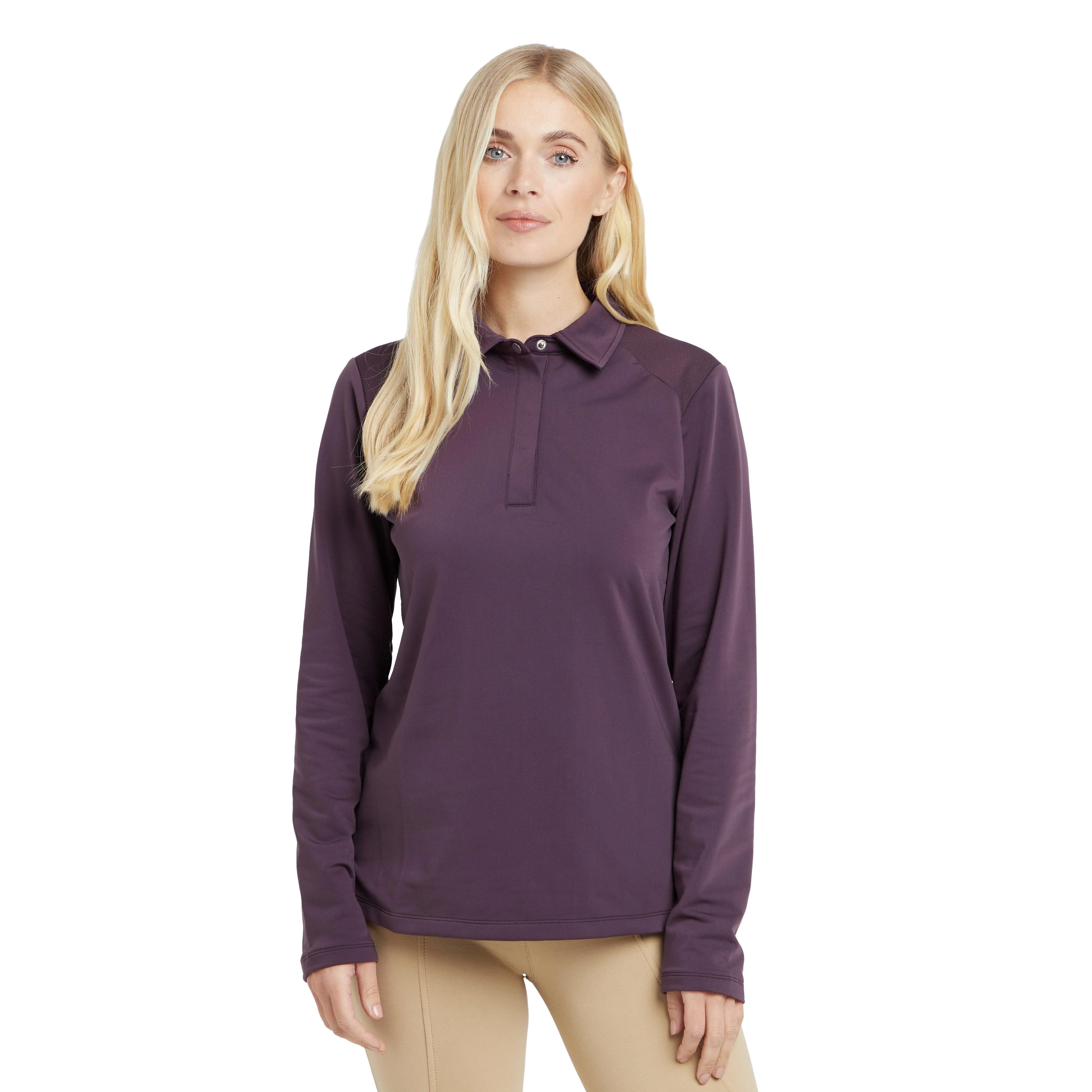 Womens Thelma Thermal Long Sleeve Riding Polo Plum Perfect - Image 7
