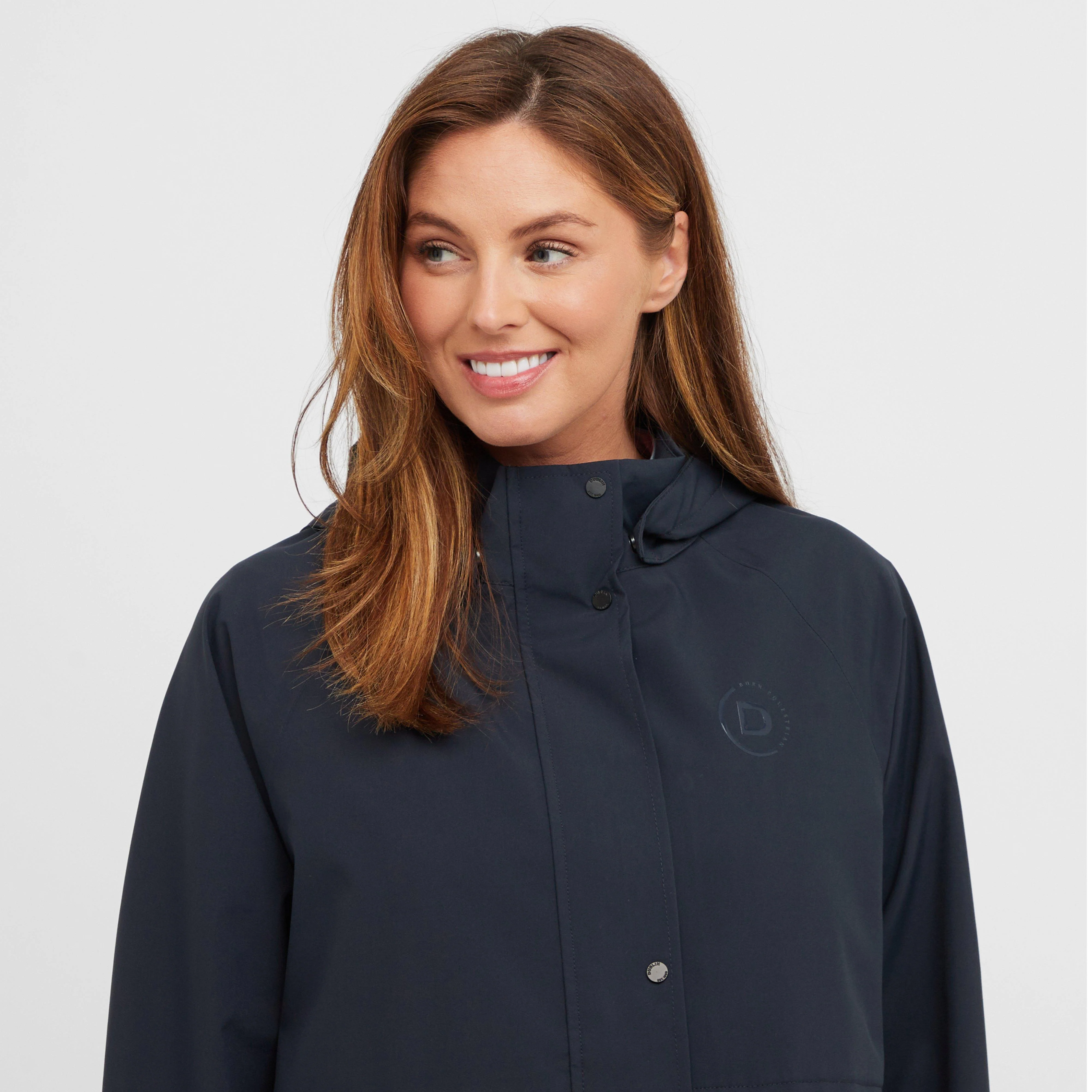 Womens Wet Weather Long Jacket Navy - Image 7
