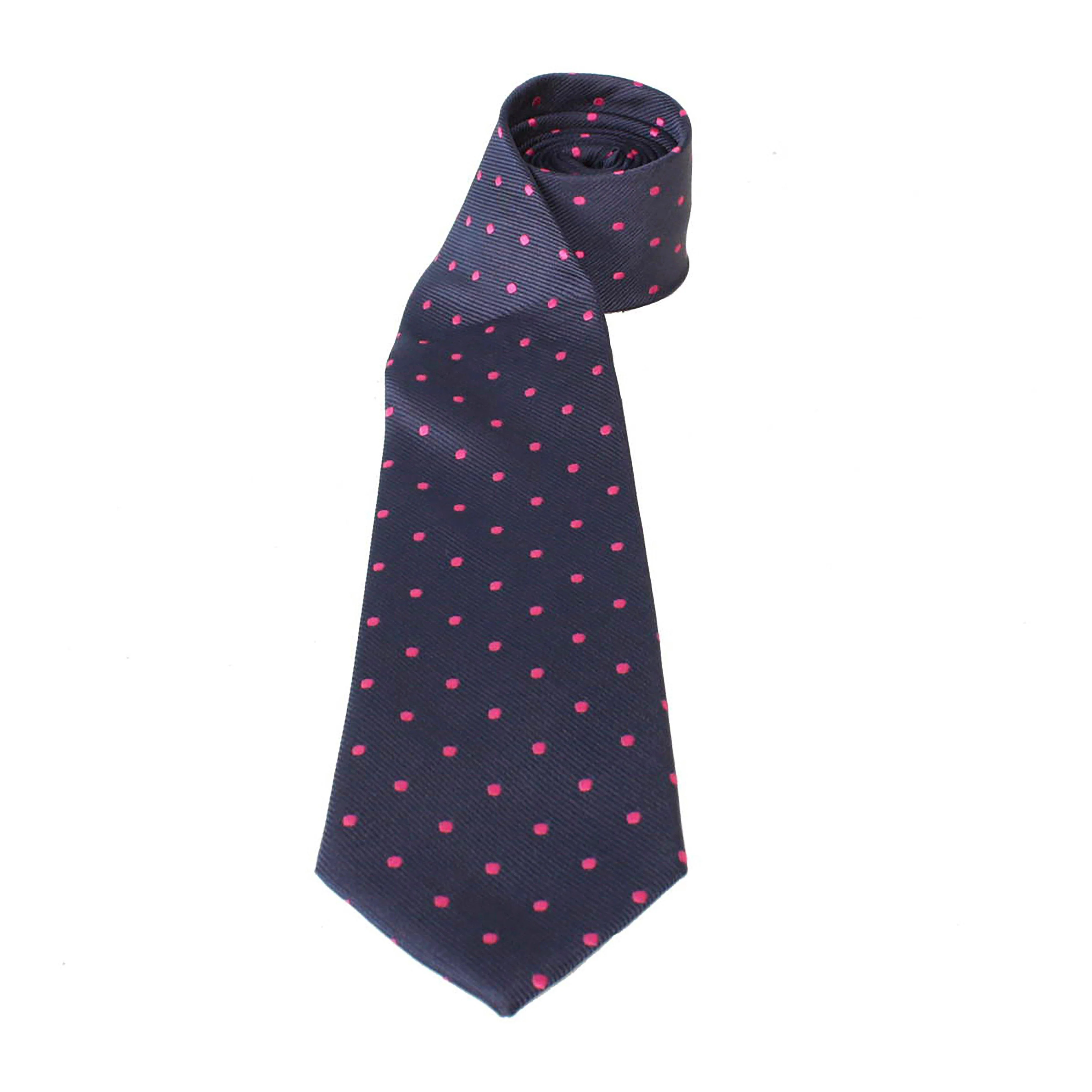 Childs Polka Dot Show Tie Navy/Cerise - Image 2