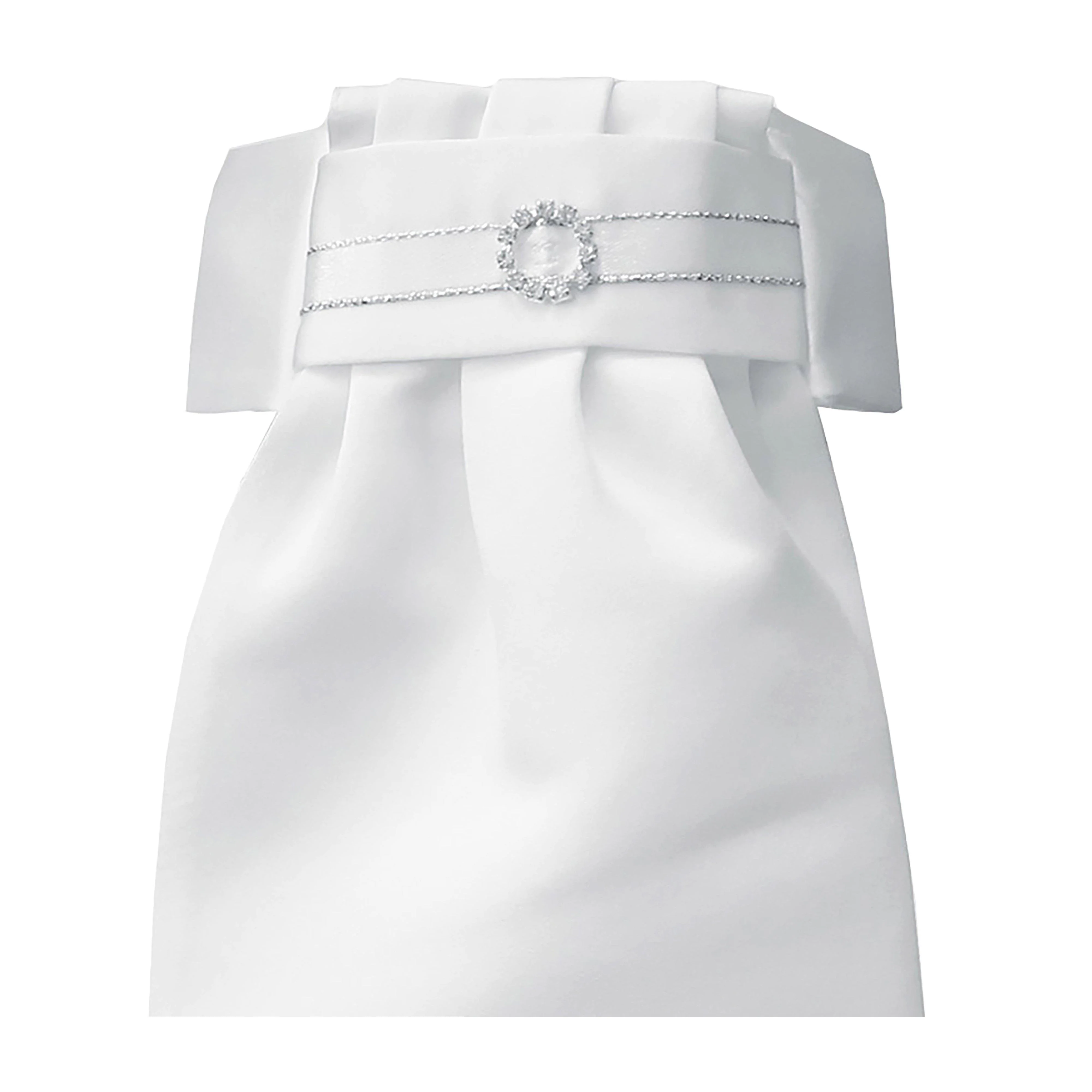 Diamonte Circle Deluxe Ready Tied Stock White - Image 2
