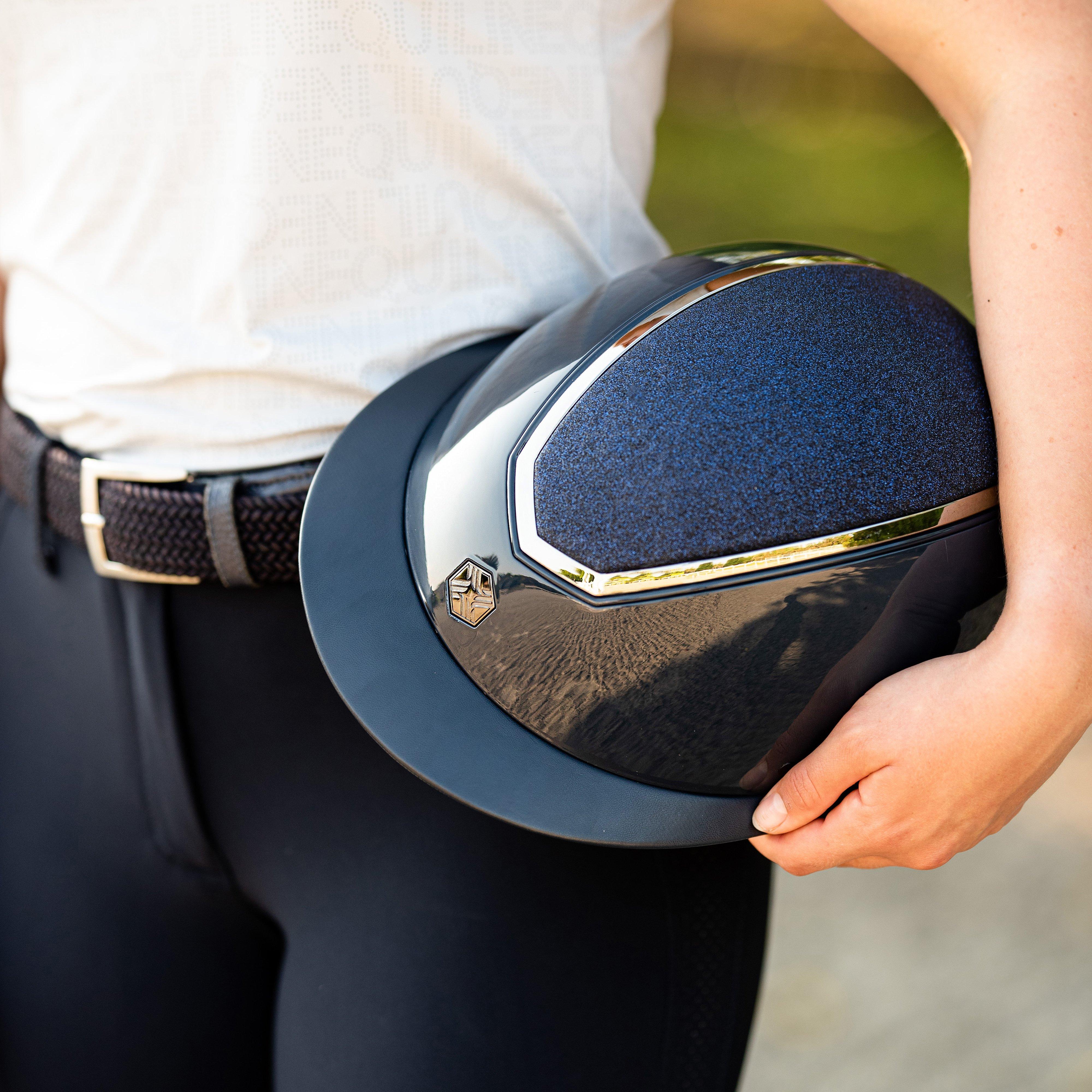 Kylo Wide Peak Riding Hat Navy Gloss - Image 3
