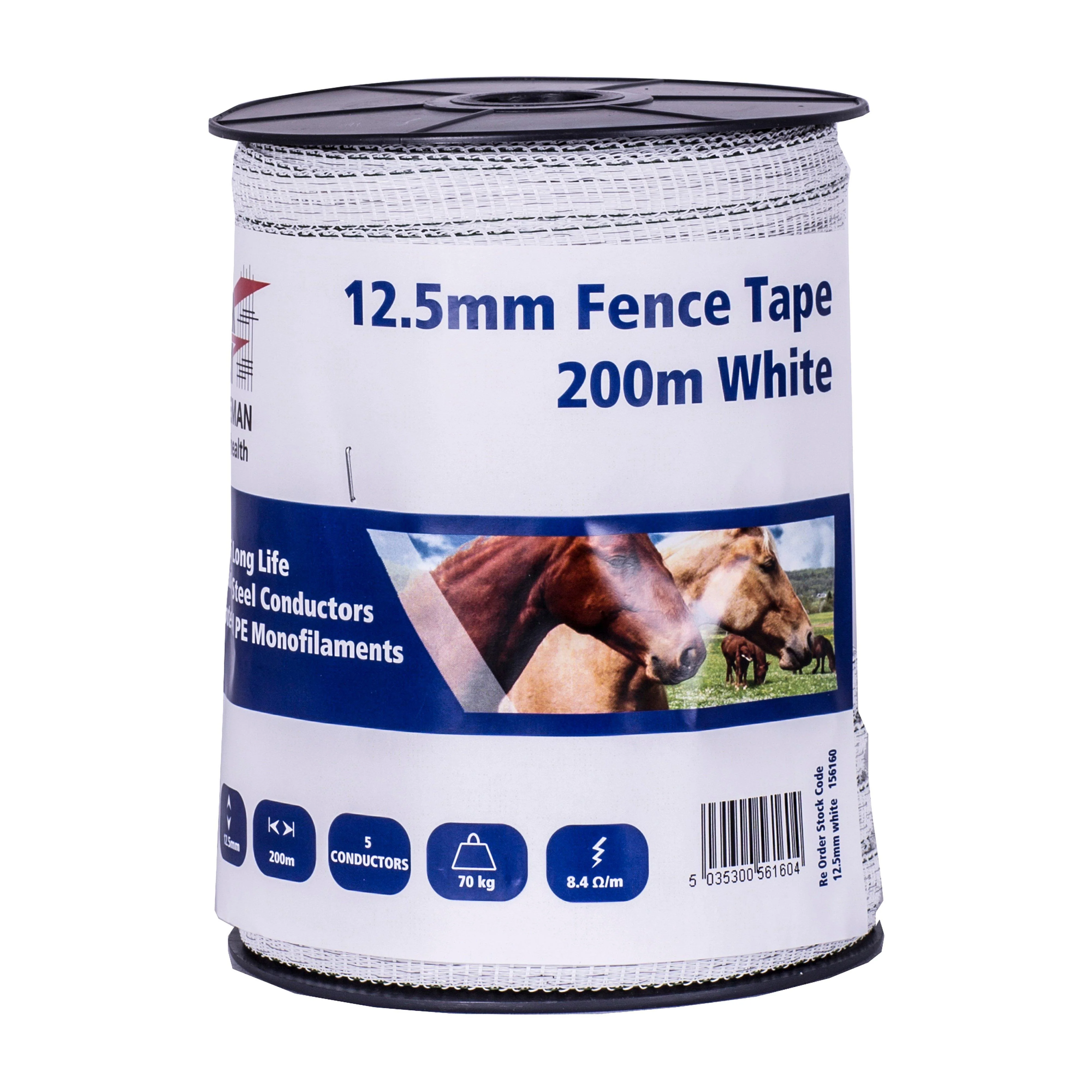 12.5mm Fence Tape 200m White - Image 2
