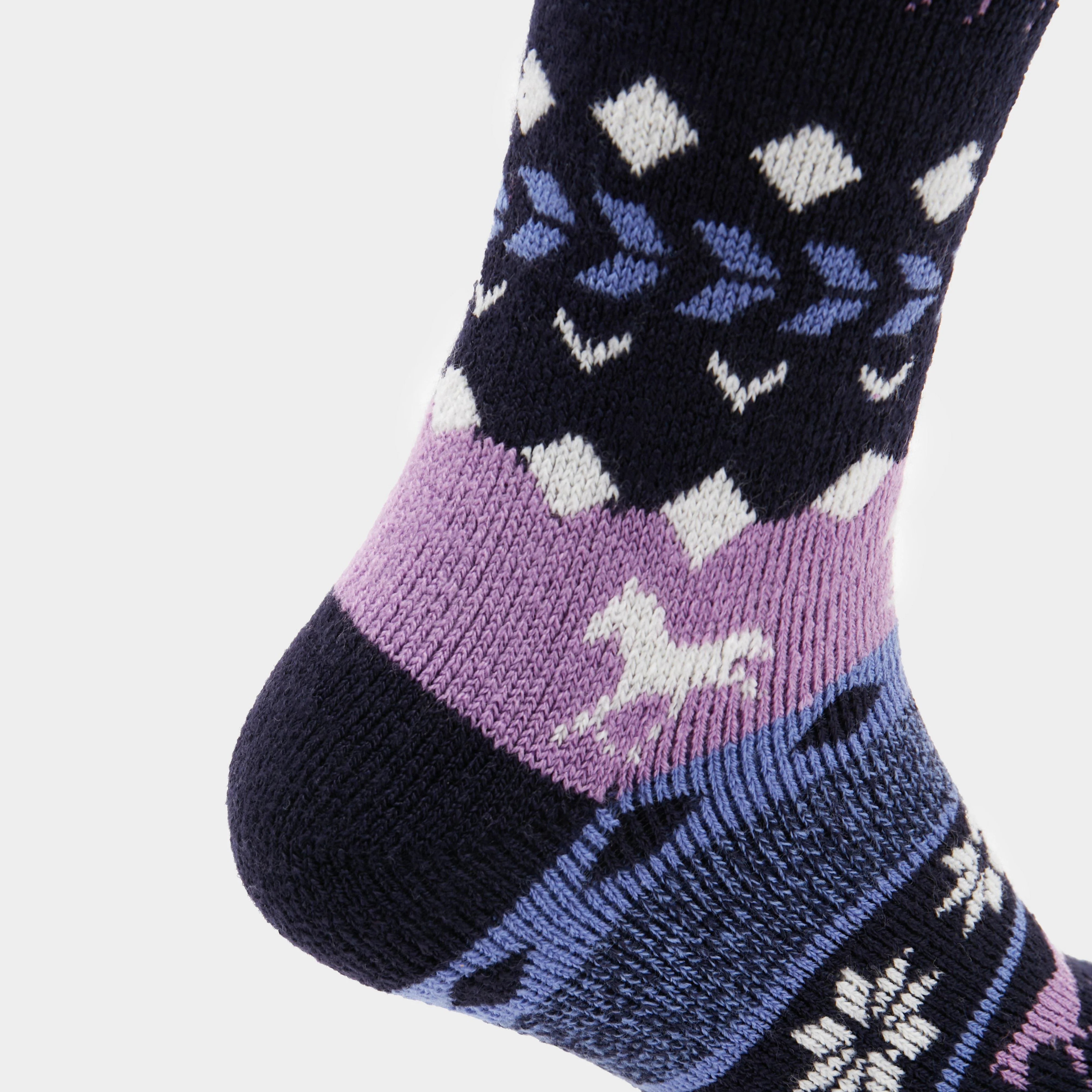 Ladies Equestrian Jacquard Lite Long Socks Aintree Horse Fairisle Navy - Image 4