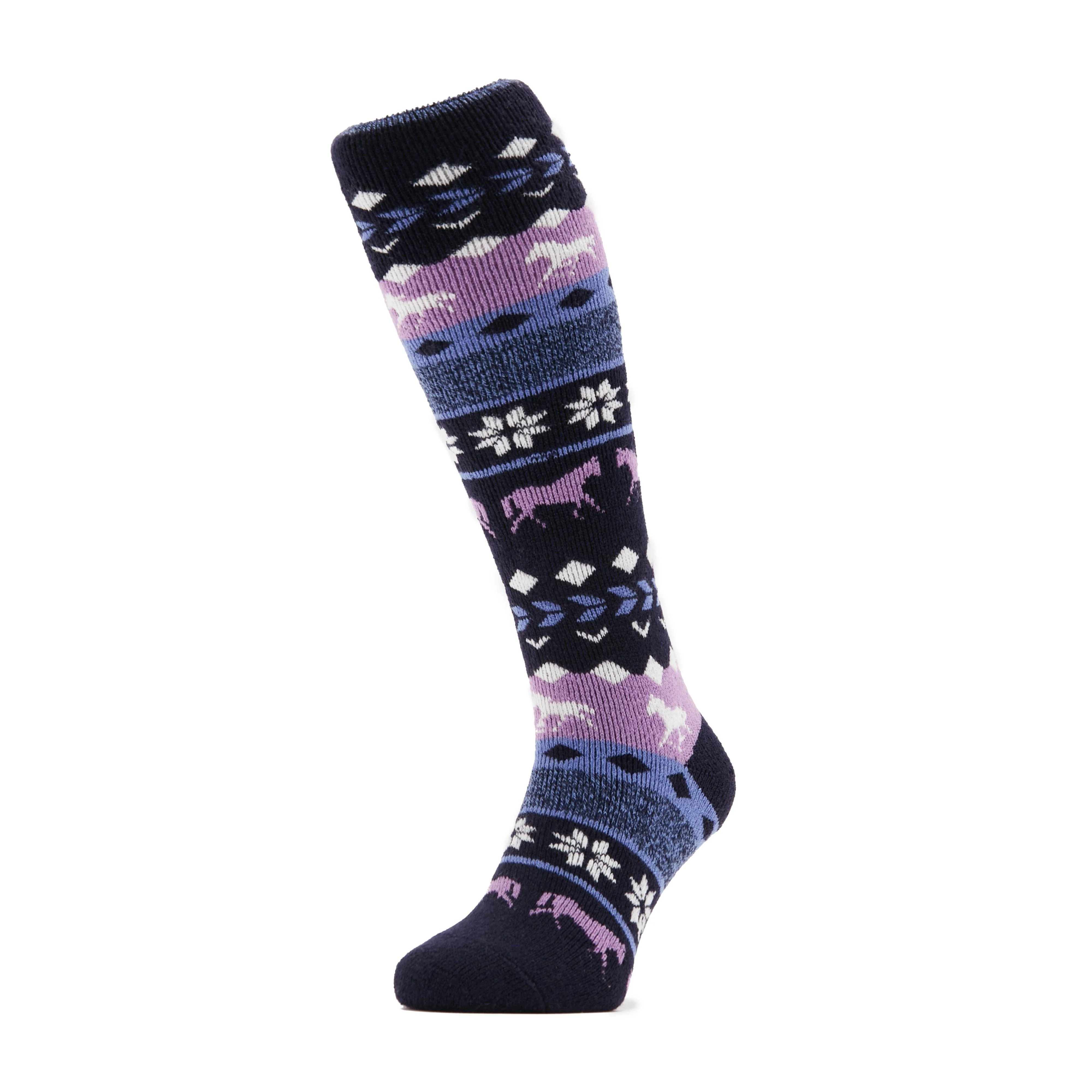 Ladies Equestrian Jacquard Lite Long Socks Aintree Horse Fairisle Navy - Image 6