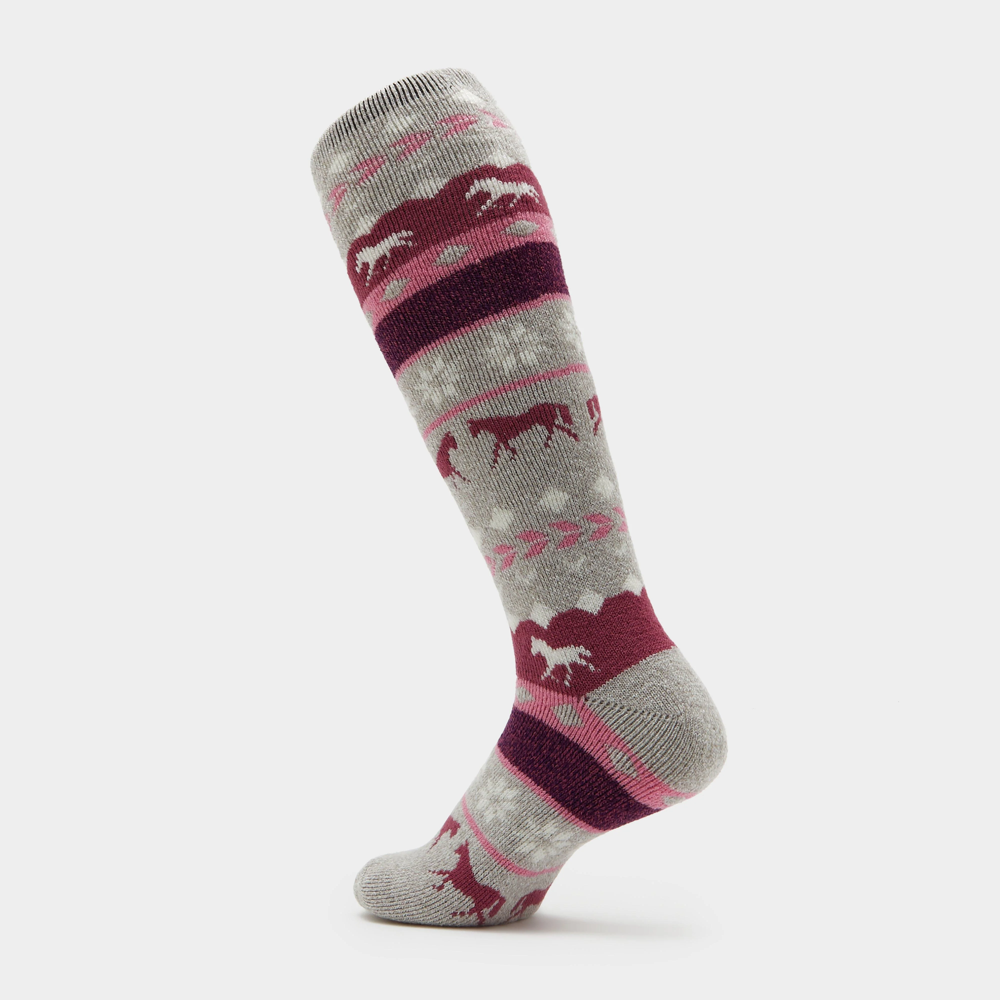 Womens Hedon Socks Horse Fairisle Grey - Image 2