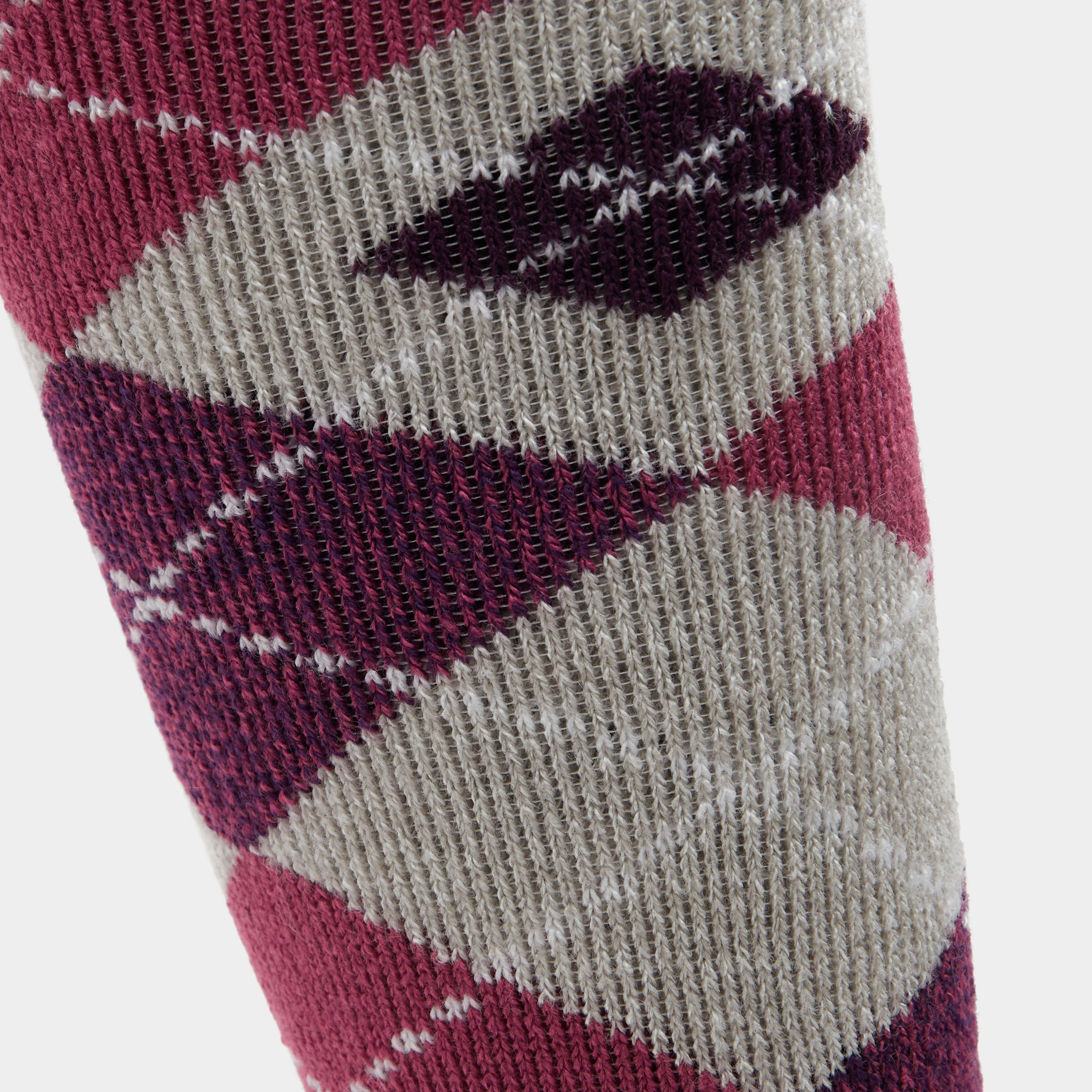 Womens Lite Long Socks Grey/Pink - Image 3