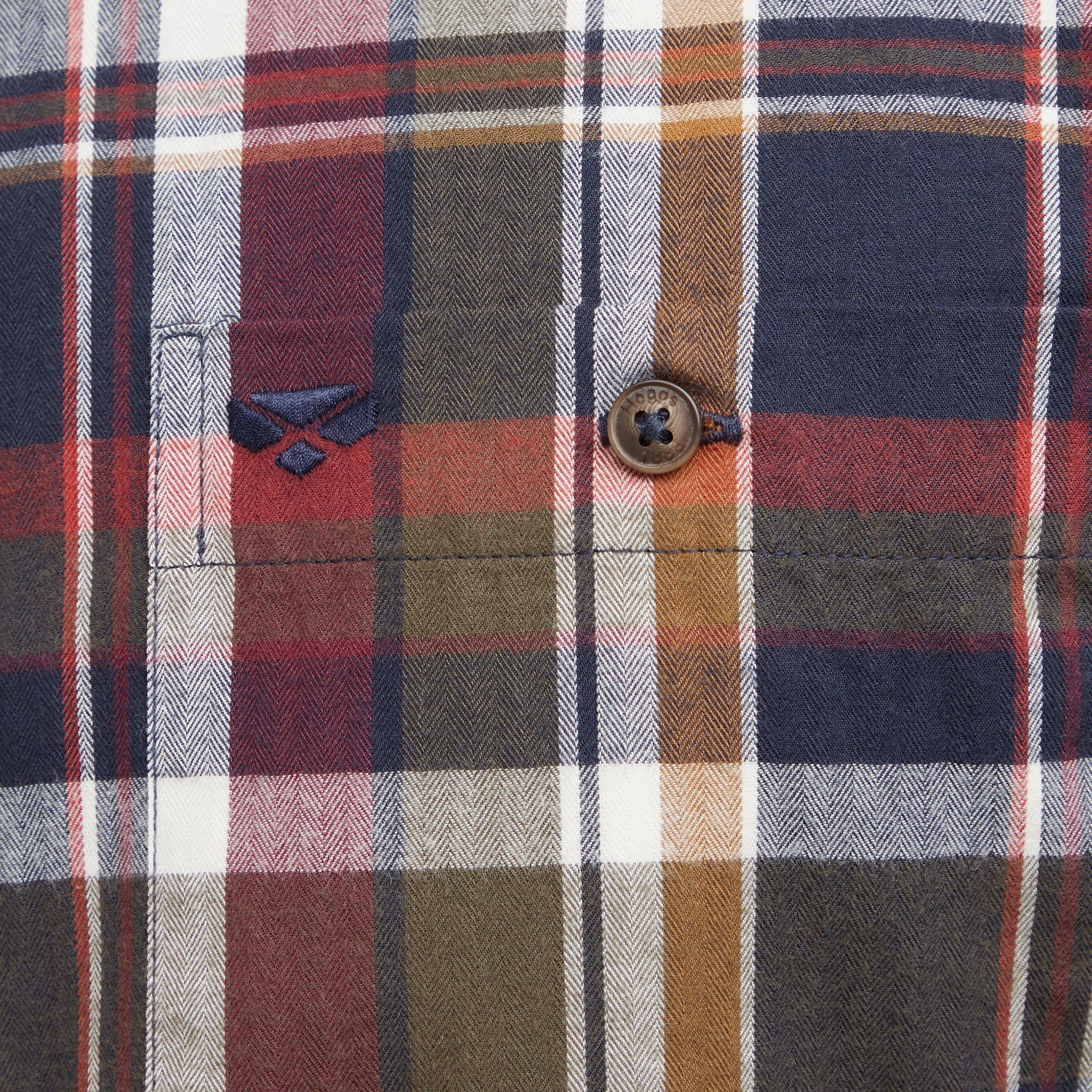 Mens Arran Microfleece Lined Shirt Wine/Olive Check - Image 4