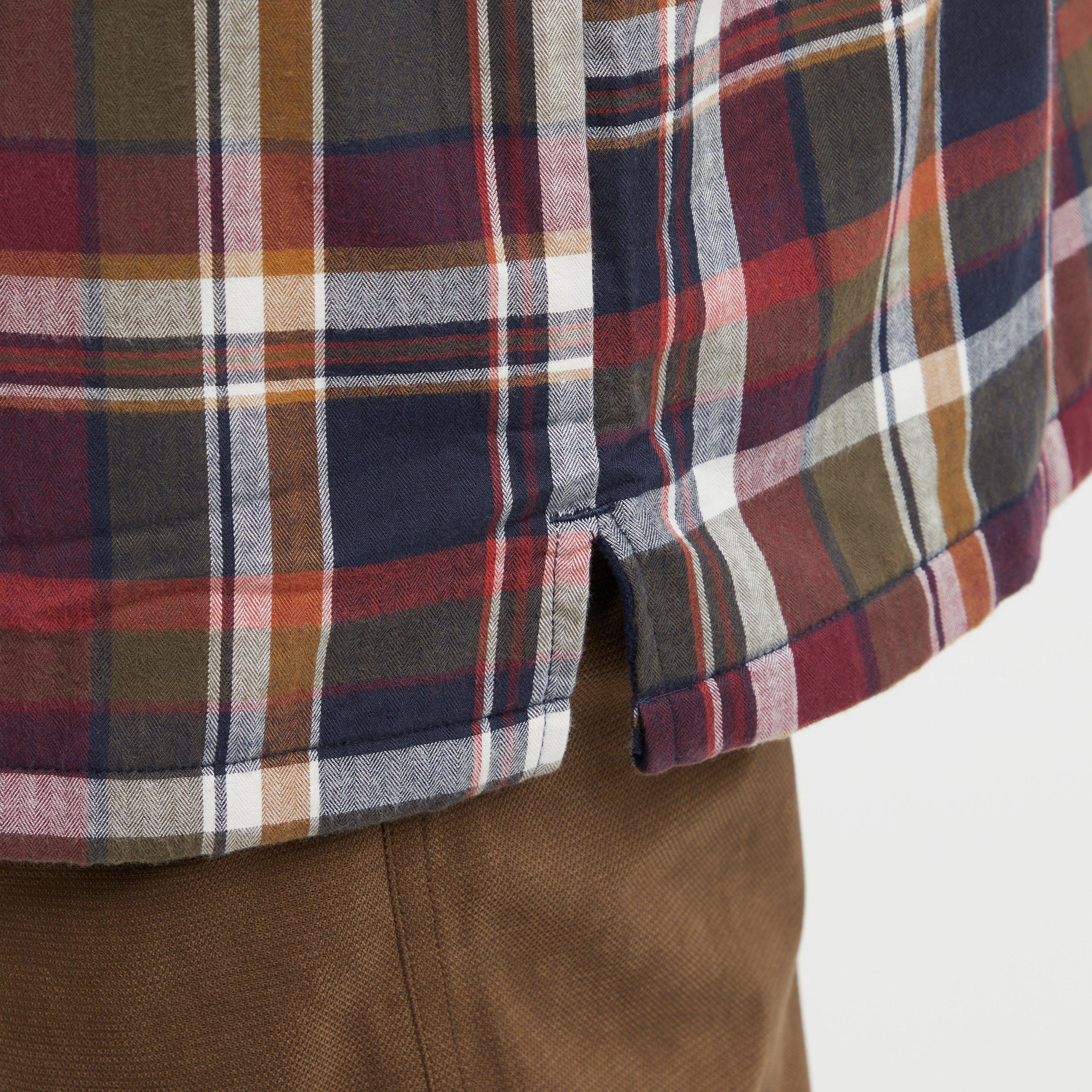 Mens Arran Microfleece Lined Shirt Wine/Olive Check - Image 5