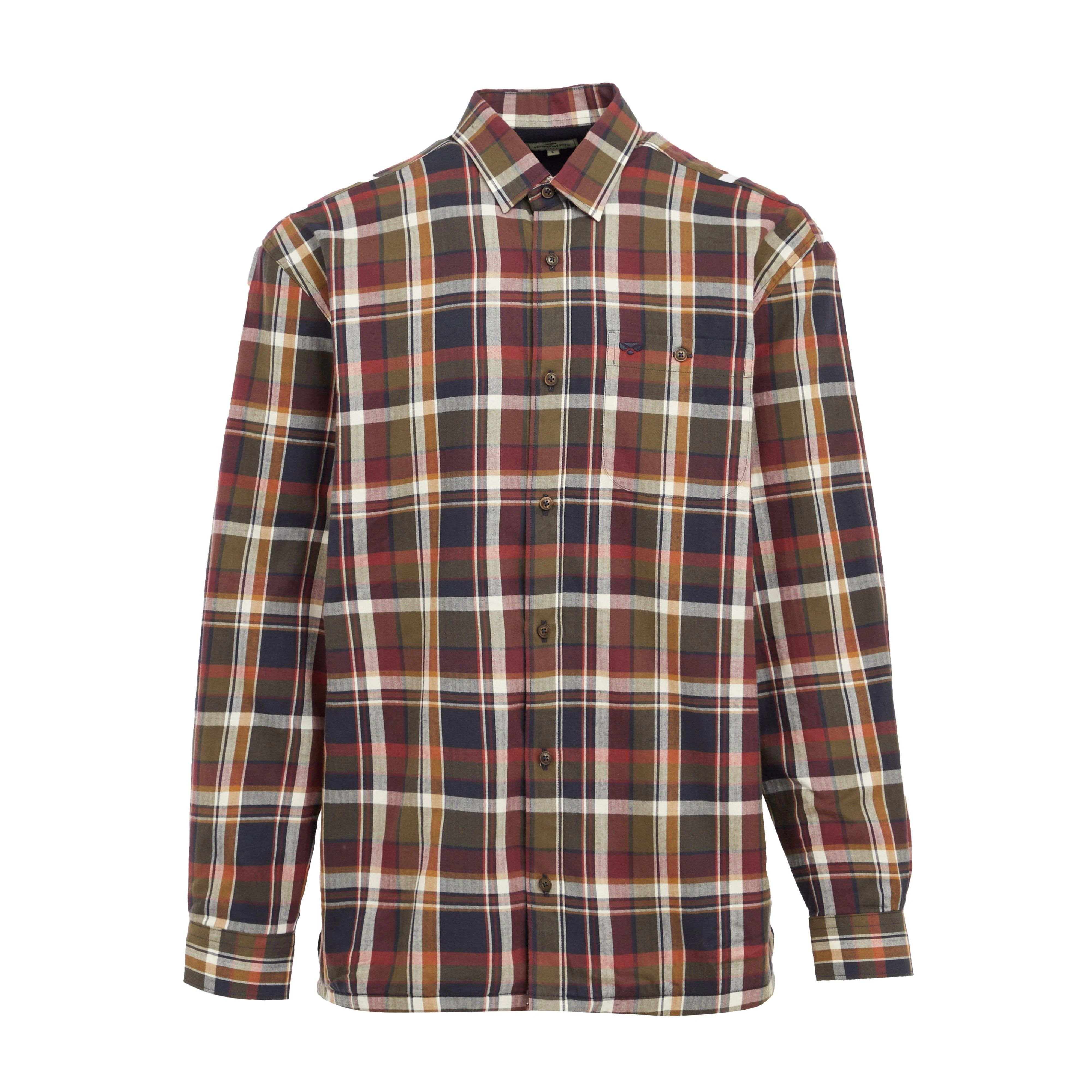 Mens Arran Microfleece Lined Shirt Wine/Olive Check - Image 7