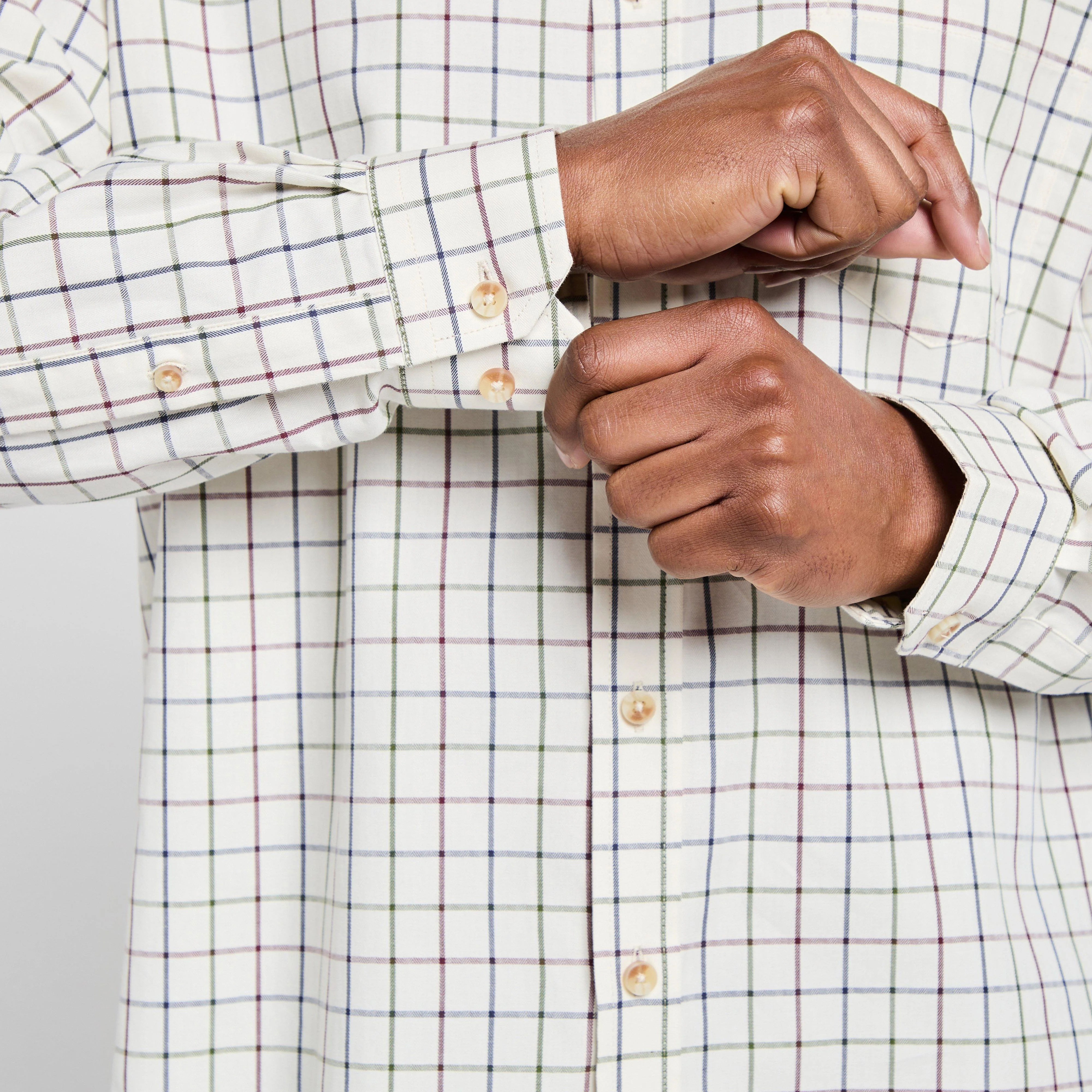 Mens Balmoral Luxury Tattersall Shirt Navy/Wine - Image 6