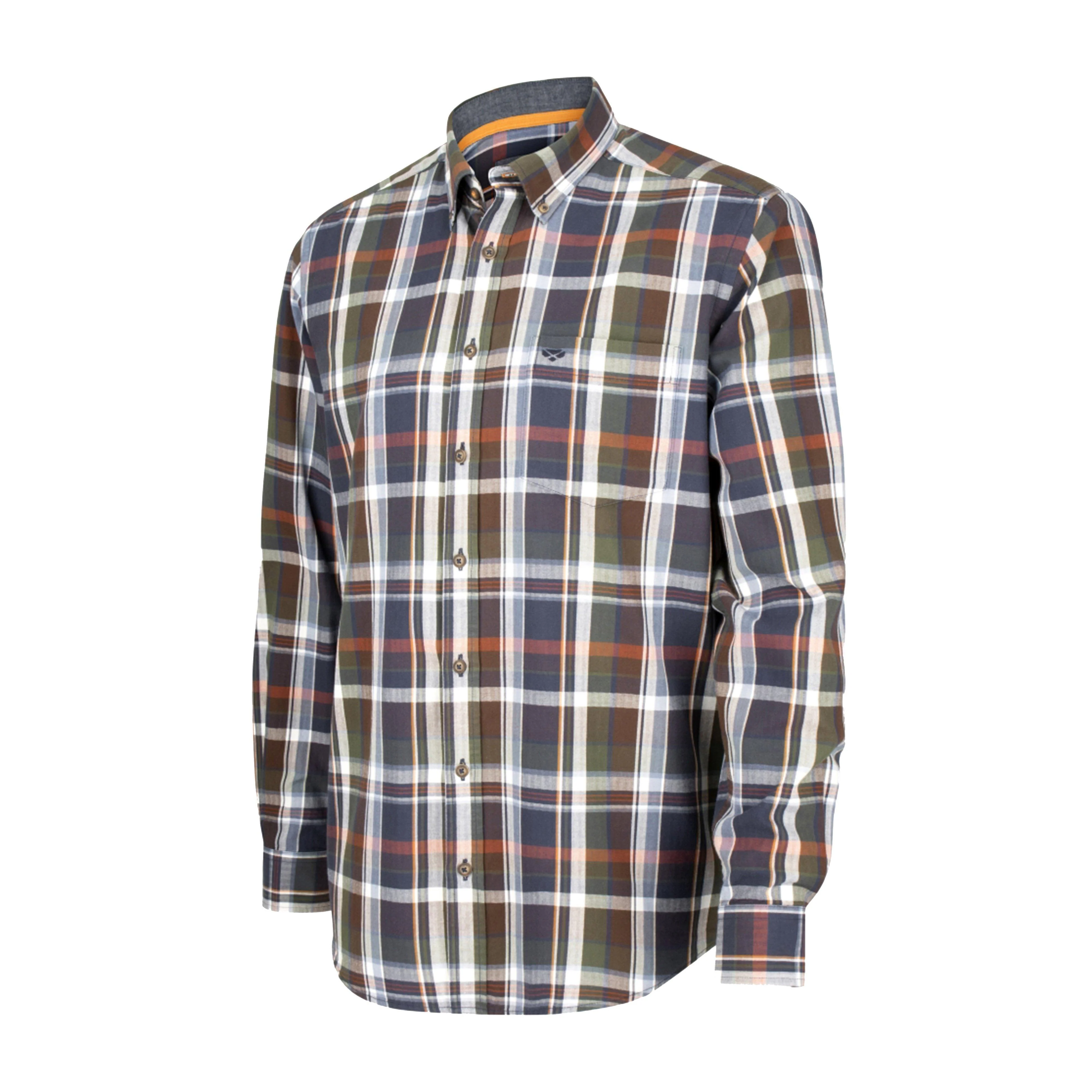 Mens Luthrie Long Sleeve Plaid Shirt Navy Check - Image 6