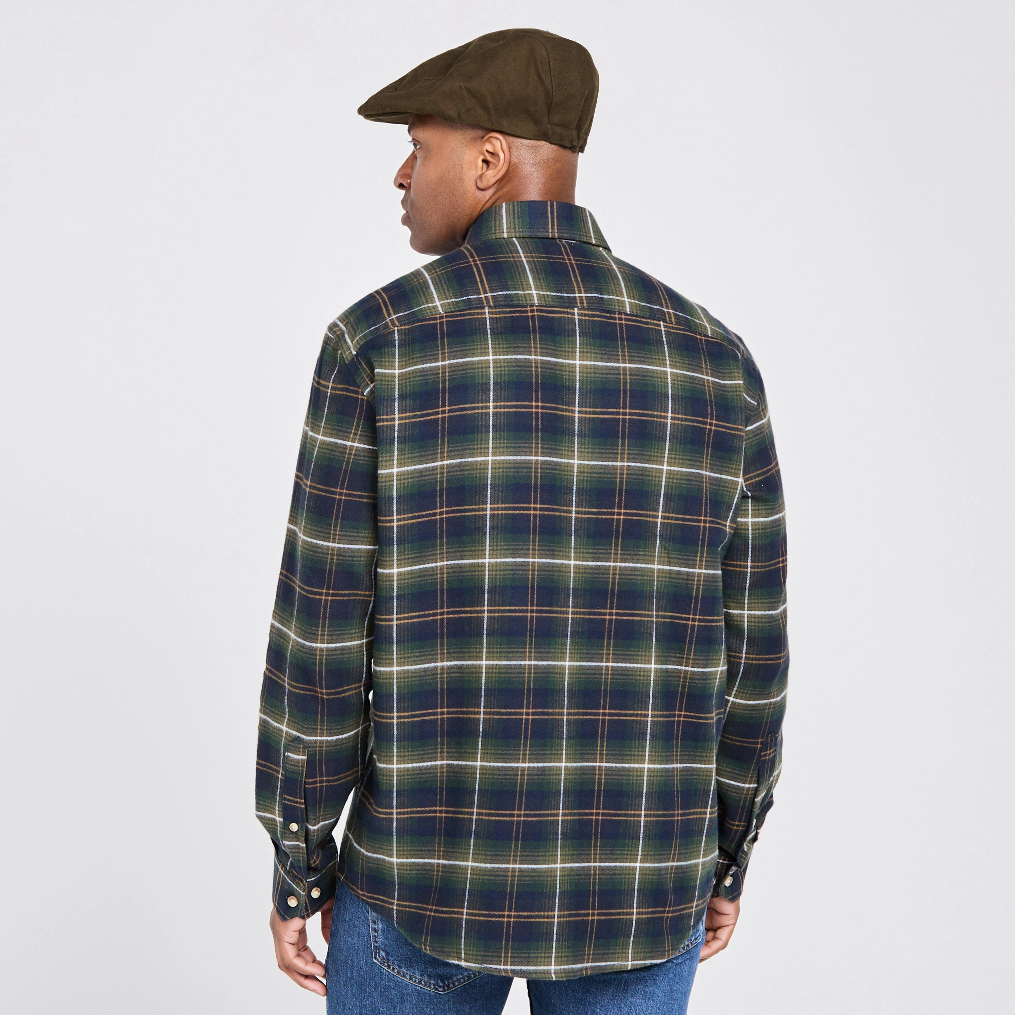 Mens Pitmedden Long Sleeve Flannel Shirt Green Check - Image 2