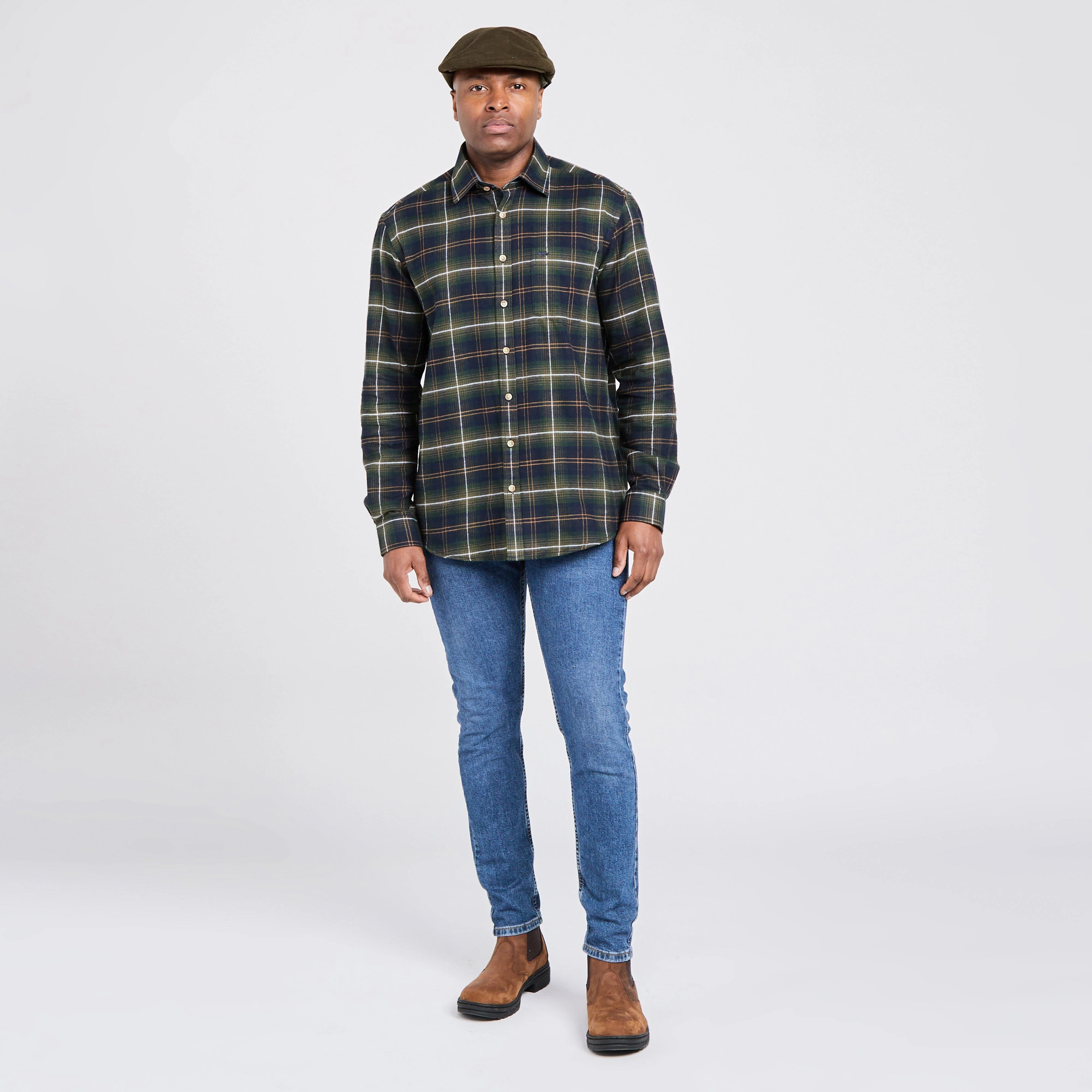 Mens Pitmedden Long Sleeve Flannel Shirt Green Check - Image 3