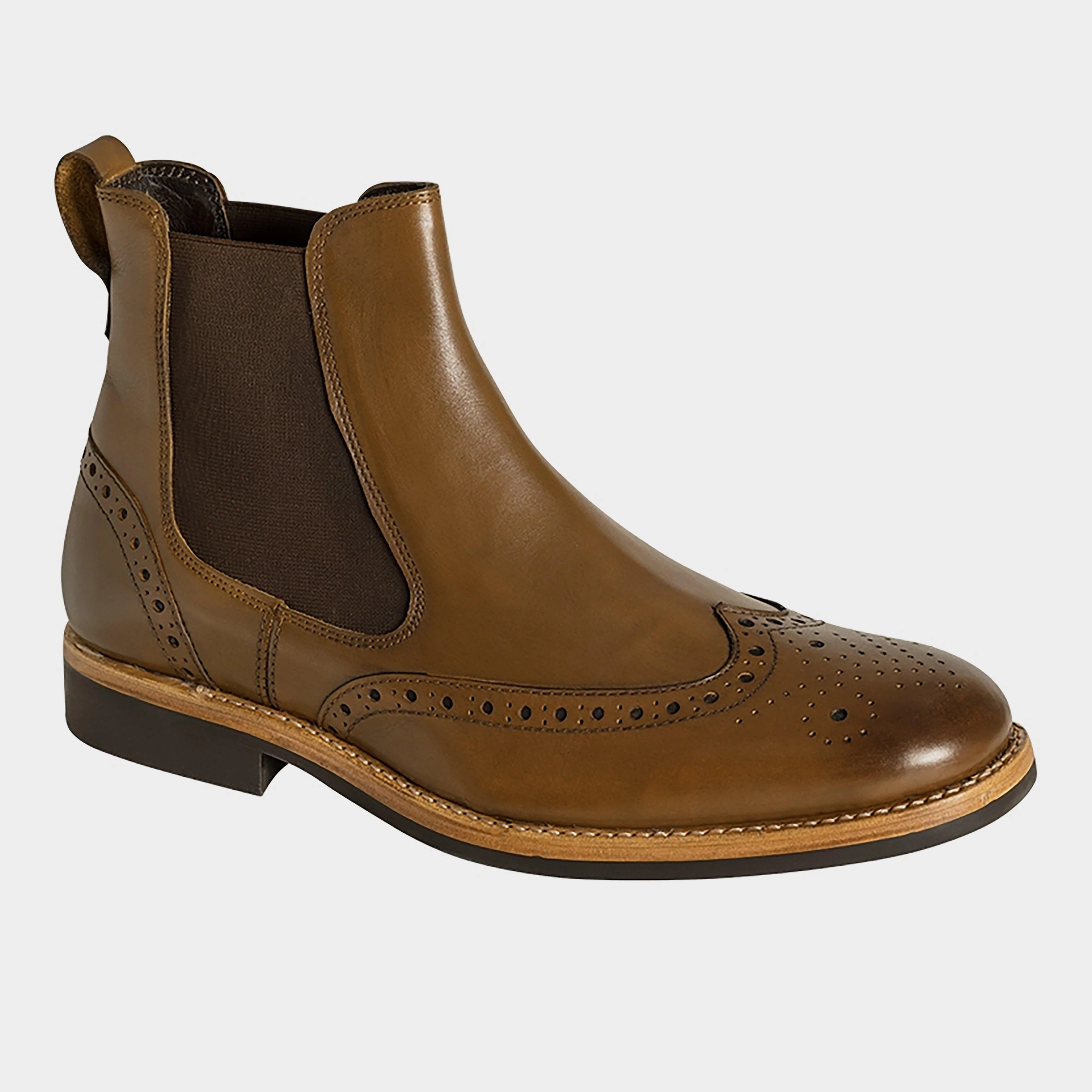 Mens Stanley Semi Brogue Dealer Boots Burnished Tan