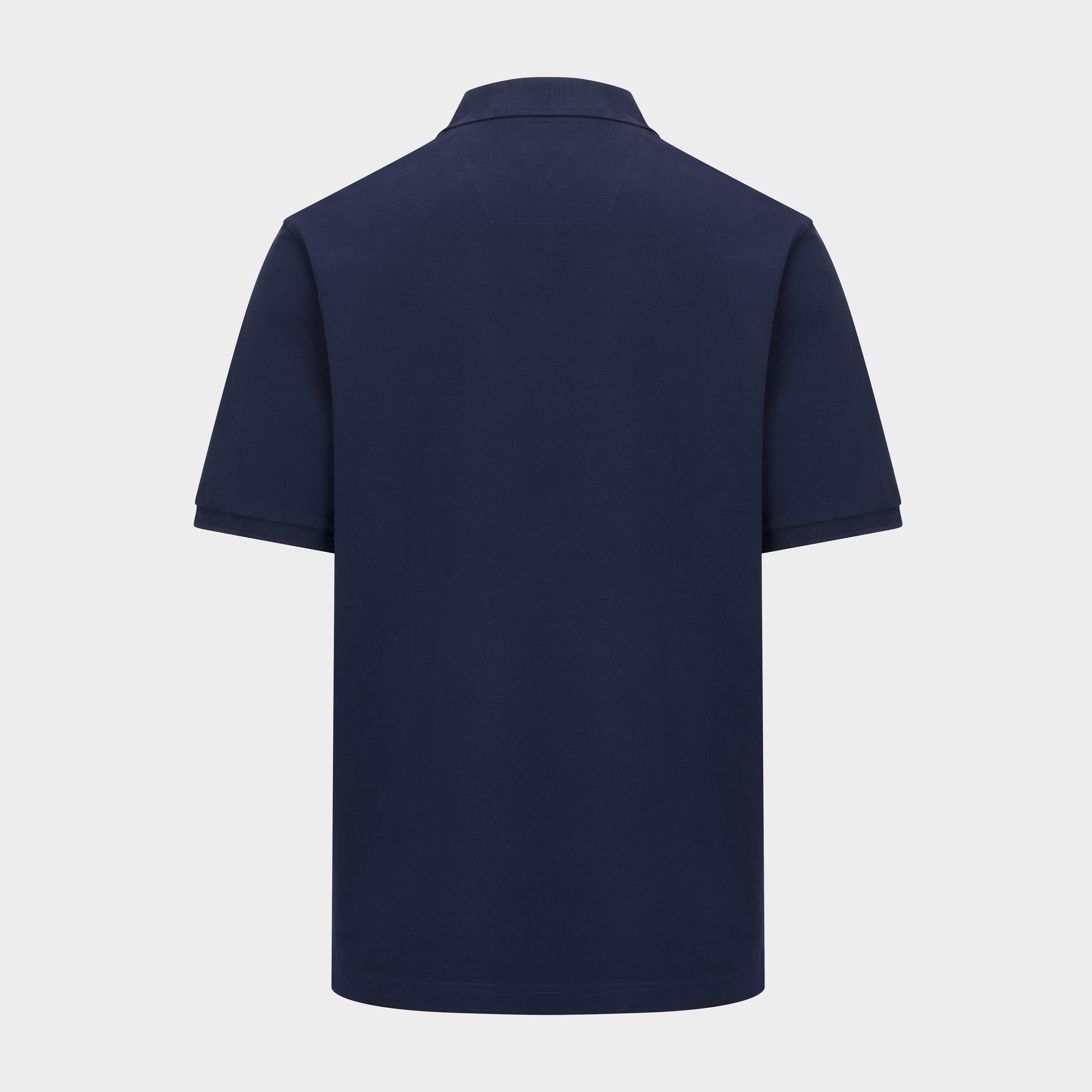 Men’s Stewart Block Pique Polo Shirt Navy - Image 2