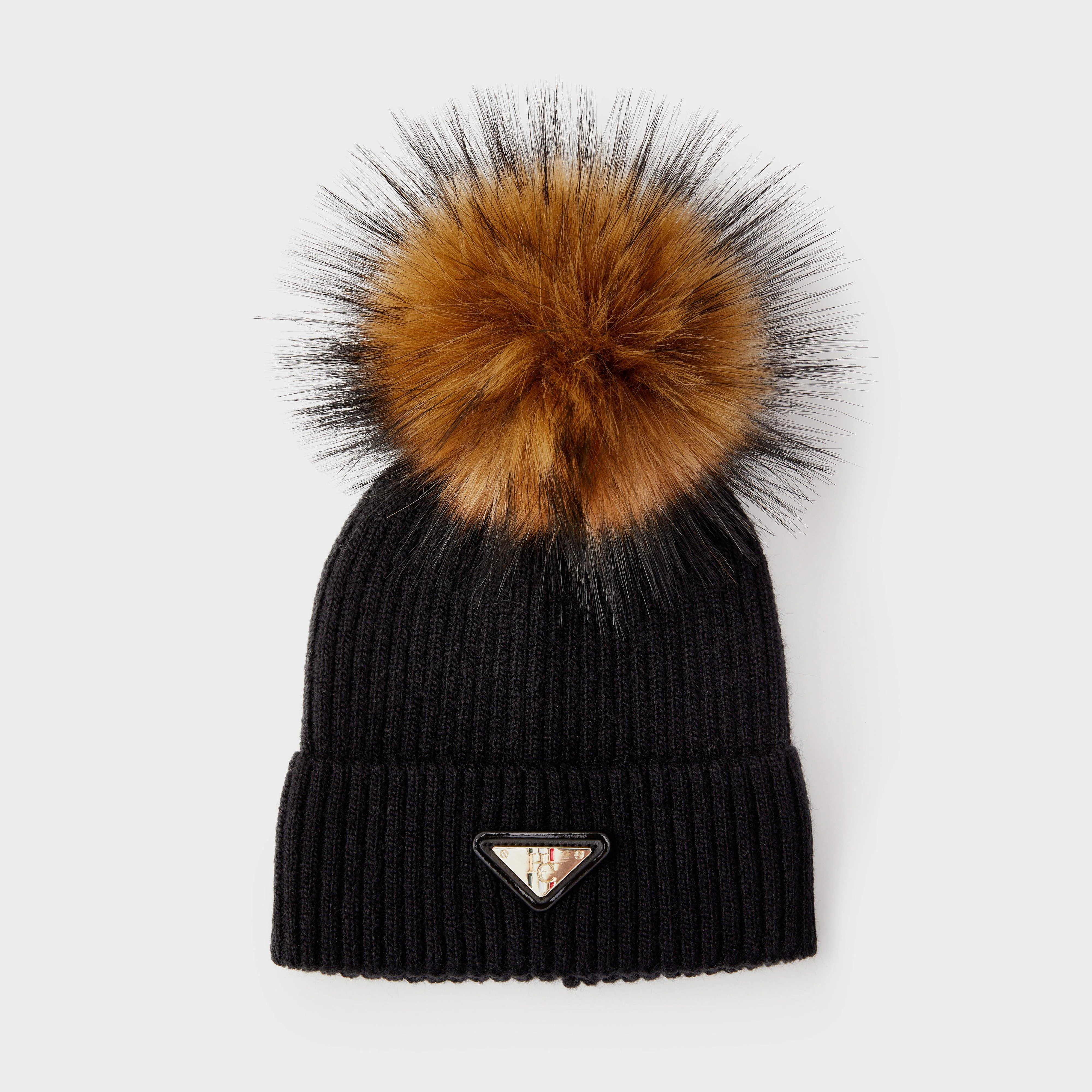 Womens Burghley Bobble Hat Black - Image 3