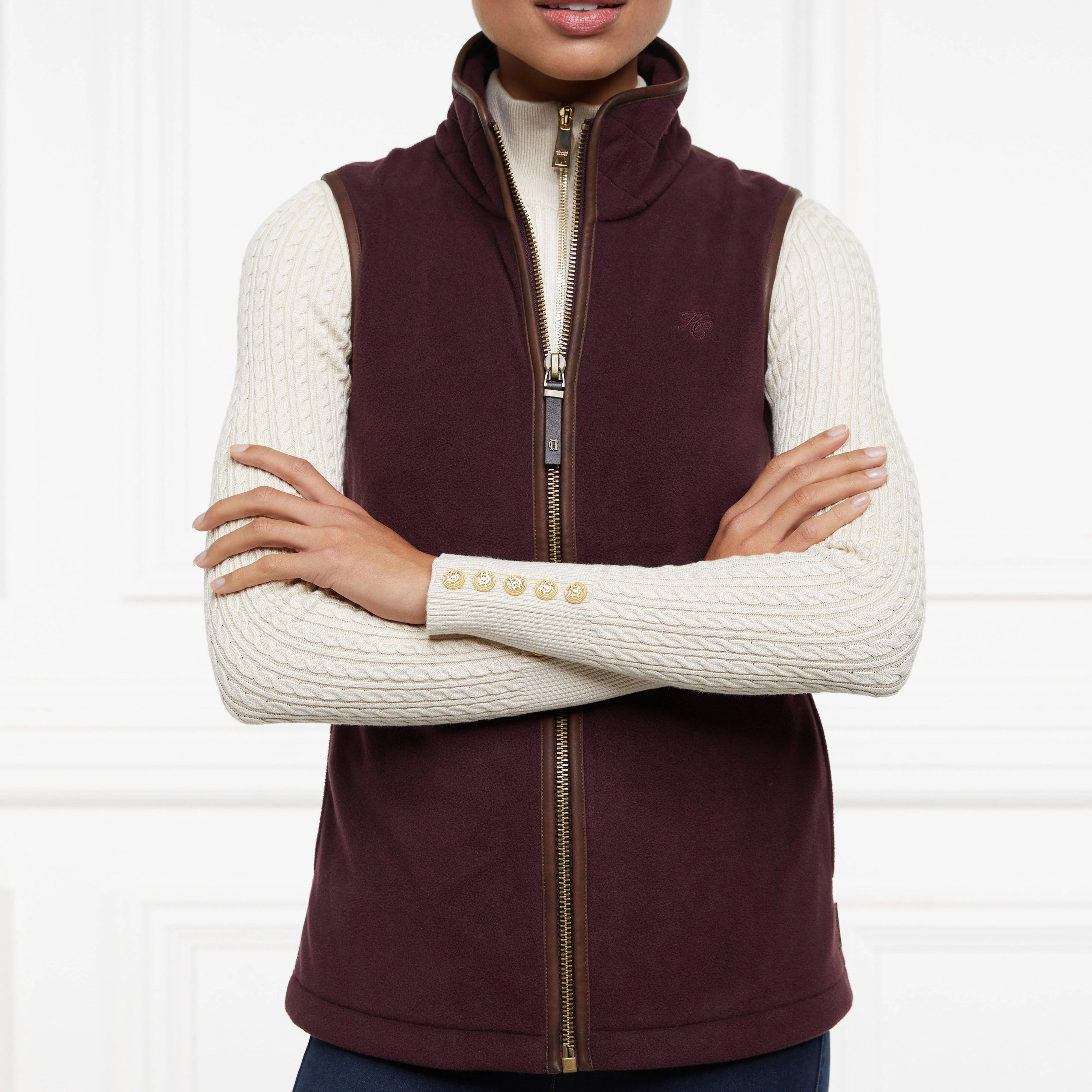 Womens Country Fleece Gilet Mulberry - Image 7