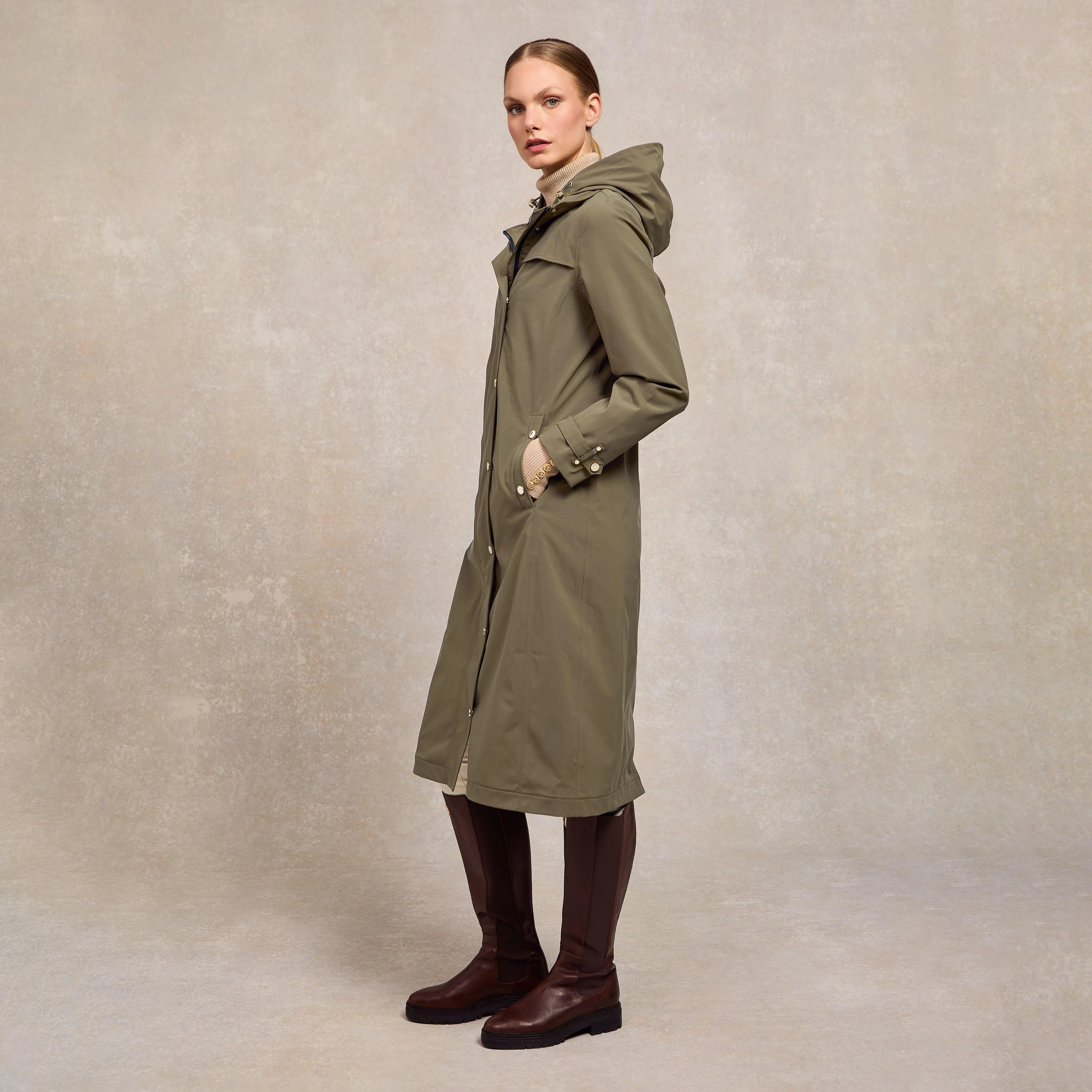 Womens Folgate Rain Coat Soft Khaki - Image 4