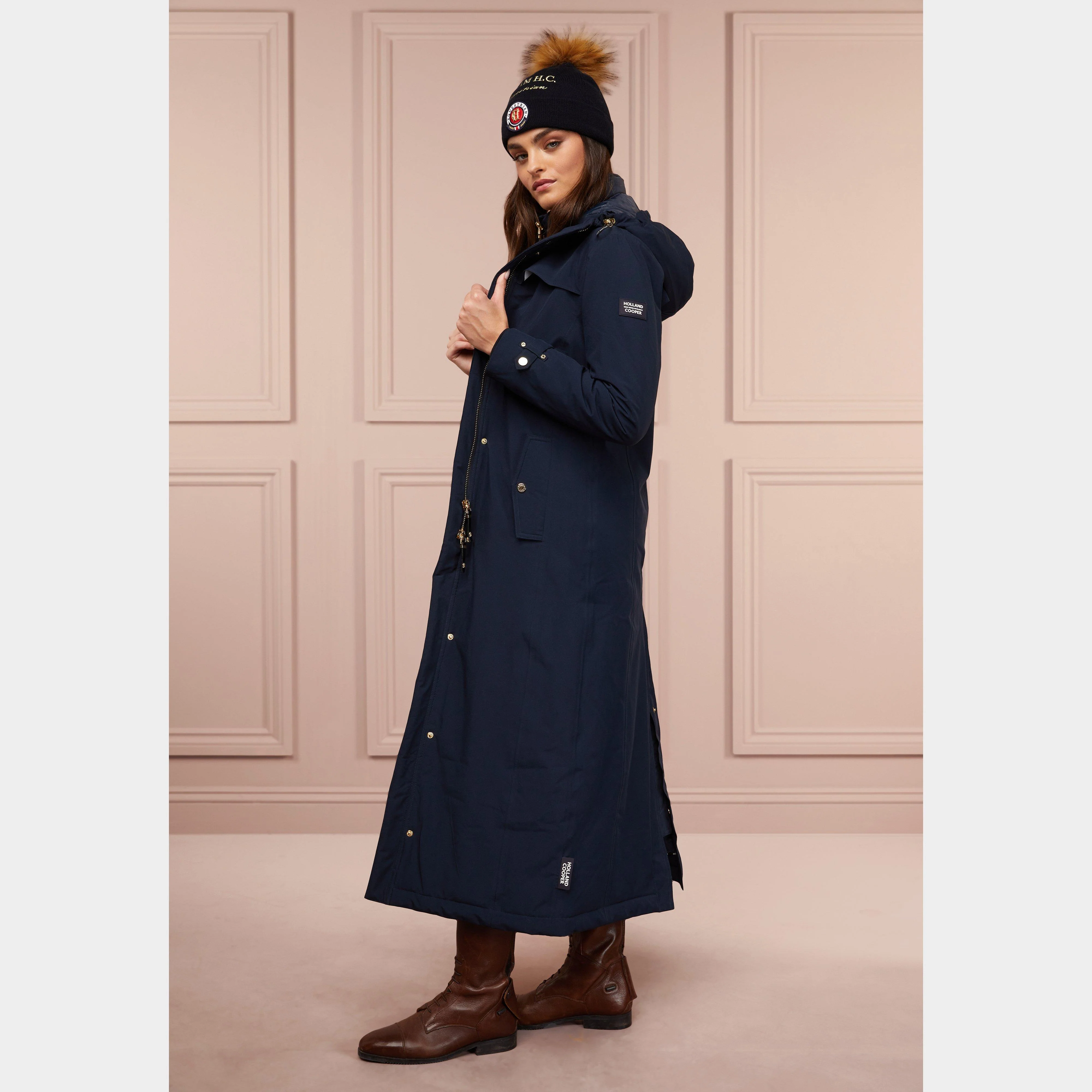 Womens Longline Training Coat Ink Navy - Image 7