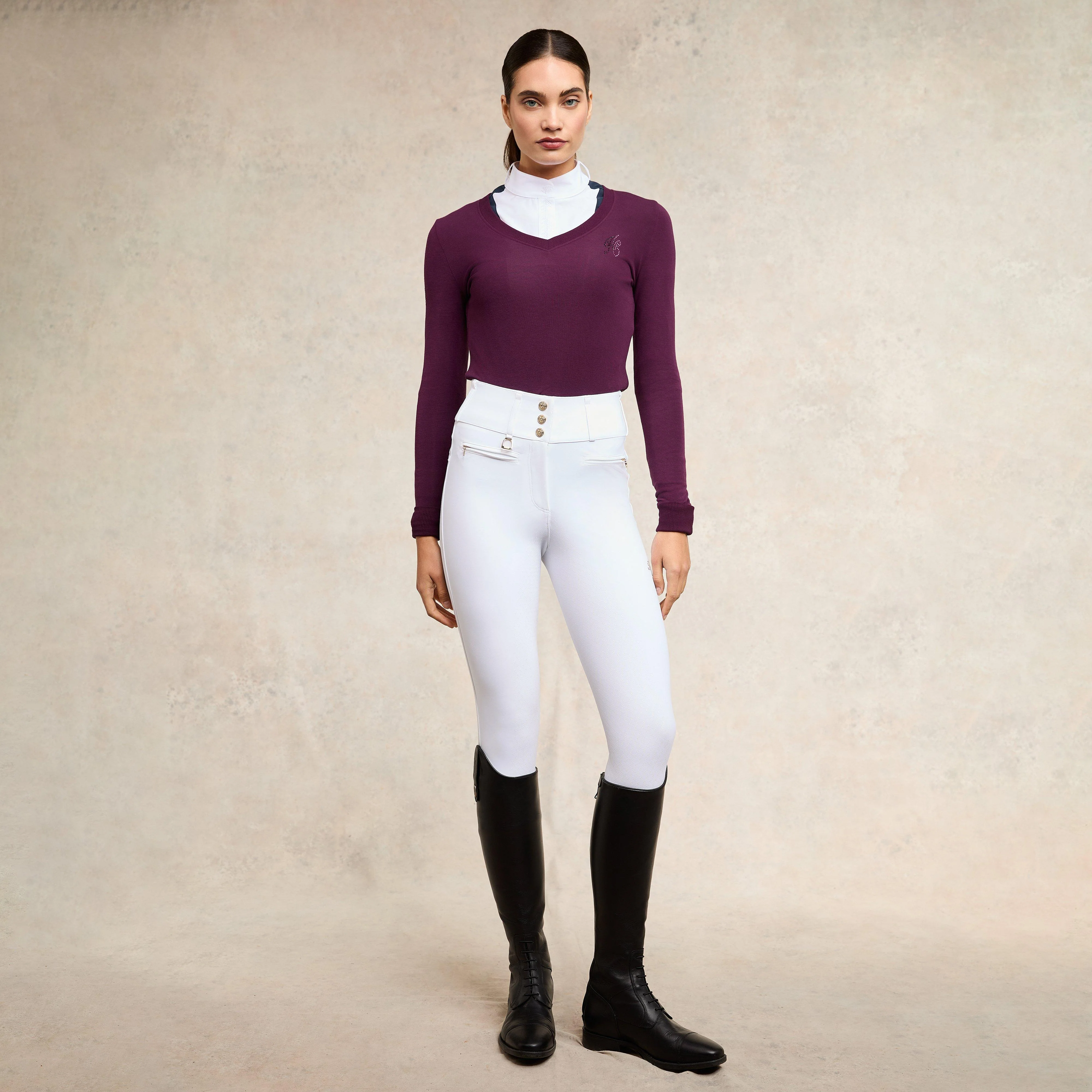 Womens Soft Touch V-Neck Sweater Aubergine - Image 6