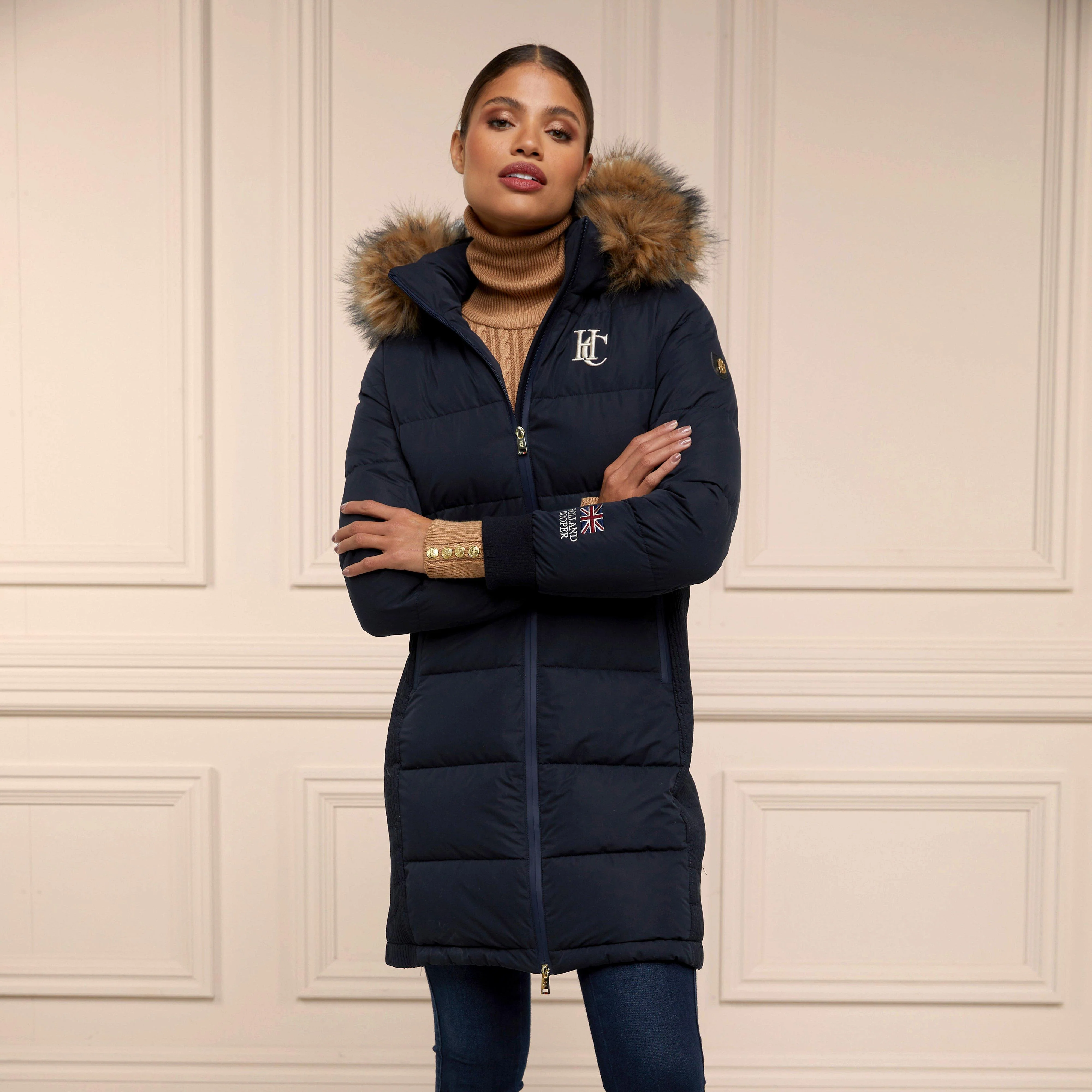 Womens Team Padded Coat Ink Navy - Image 7