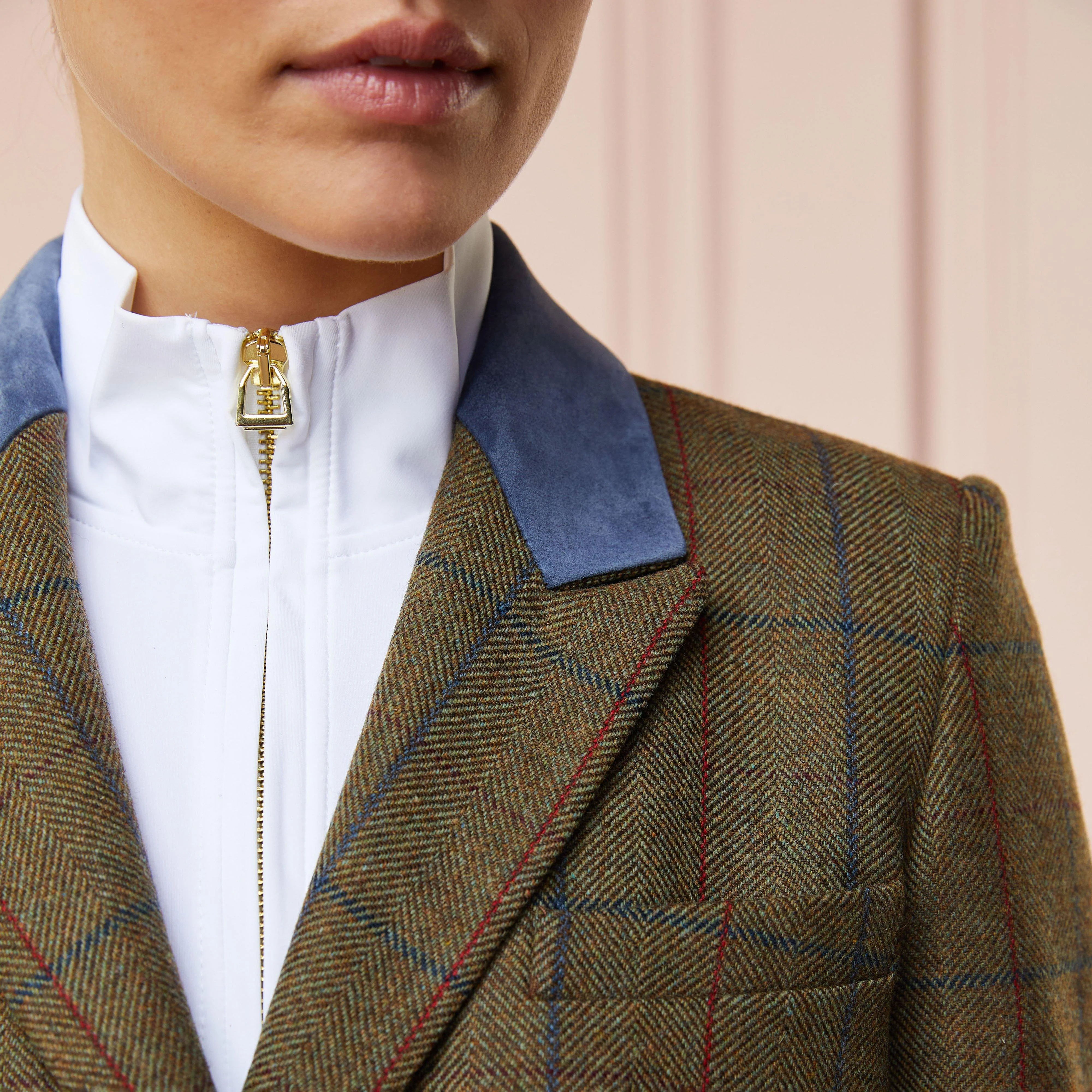 Womens Tweed Riding Jacket Glen Green - Image 5