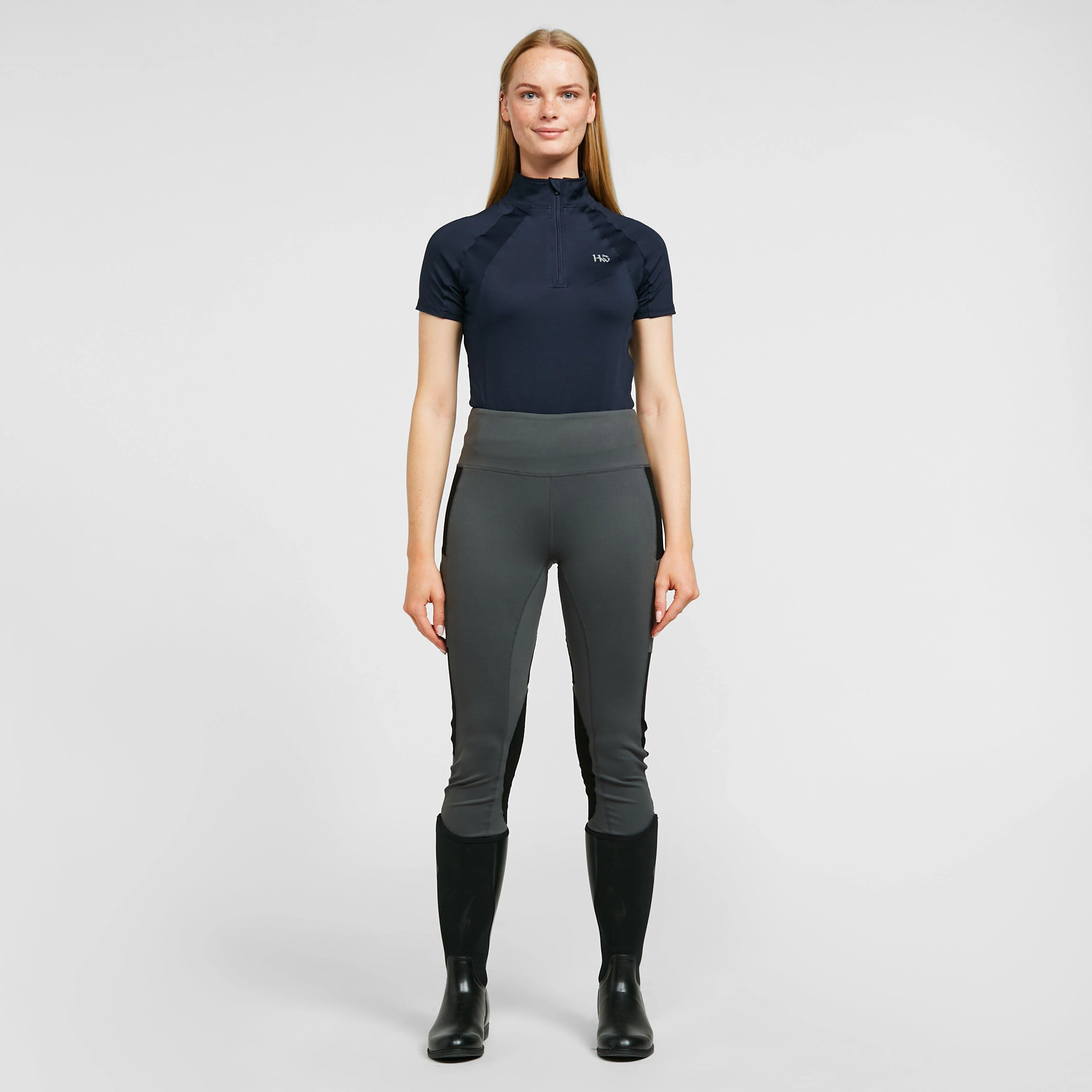 Womens Riding Tights Charcoal - Image 3