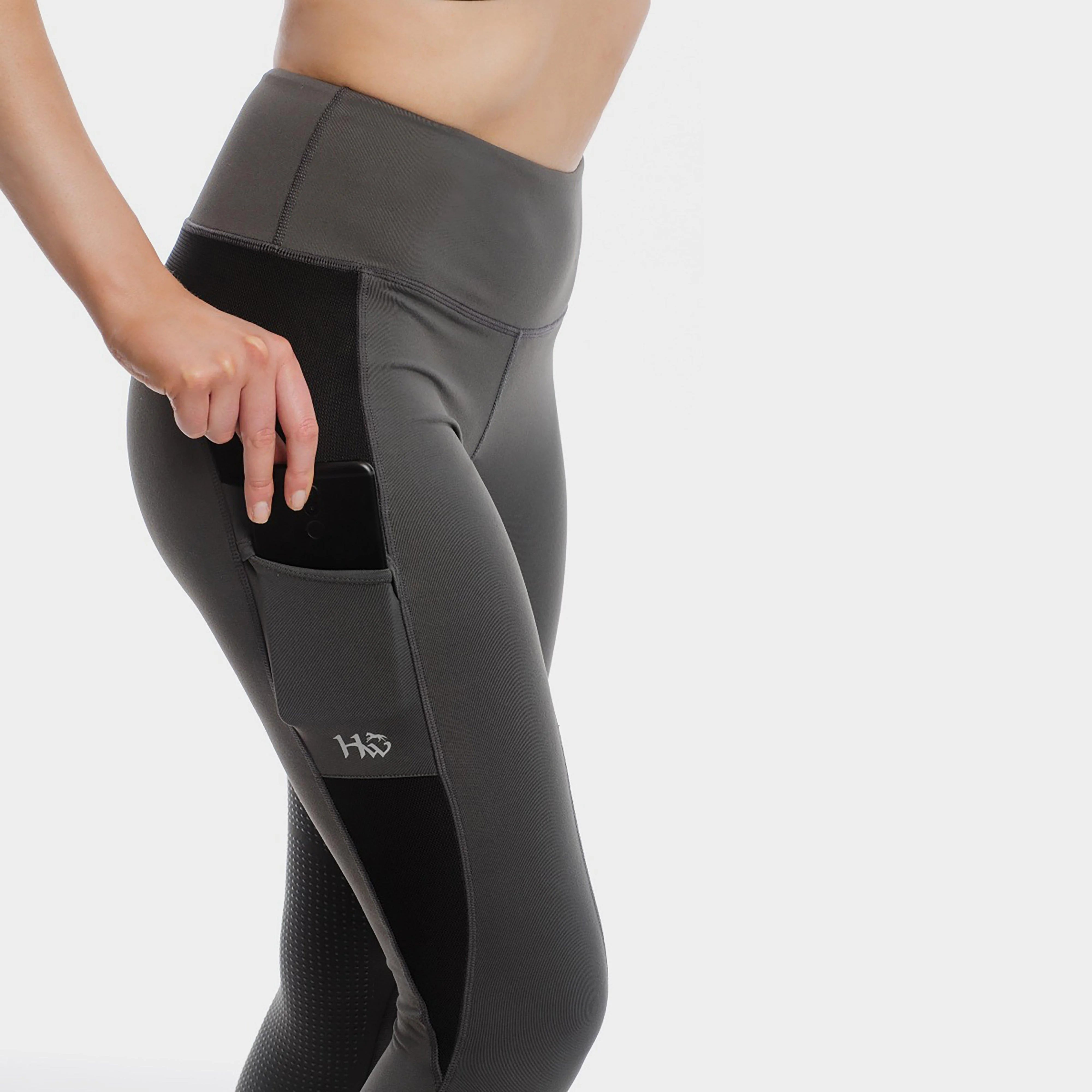 Womens Silicone Grip Riding Tights Black - Image 21