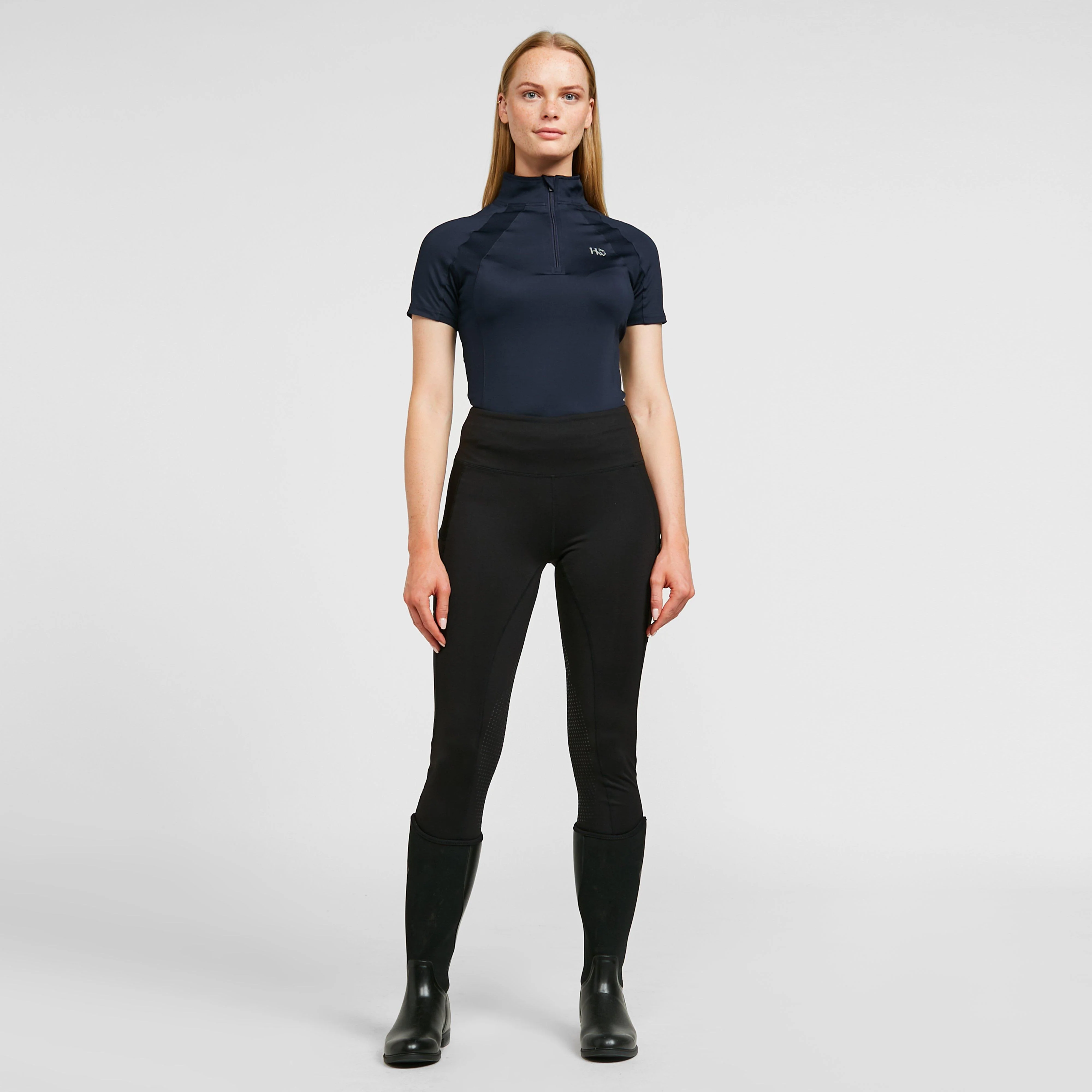 Womens Silicone Grip Riding Tights Black - Image 3
