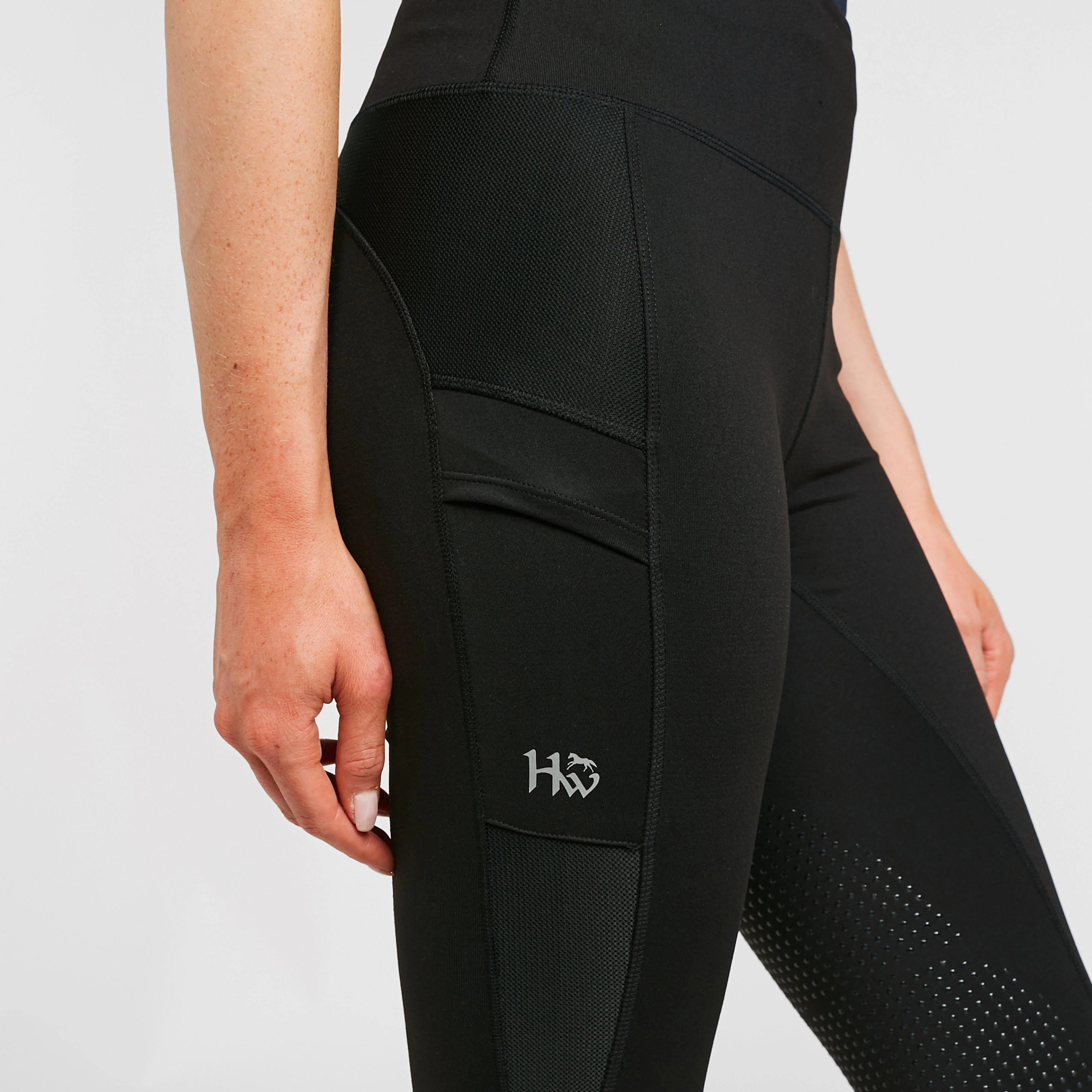 Womens Silicone Grip Riding Tights Black - Image 4
