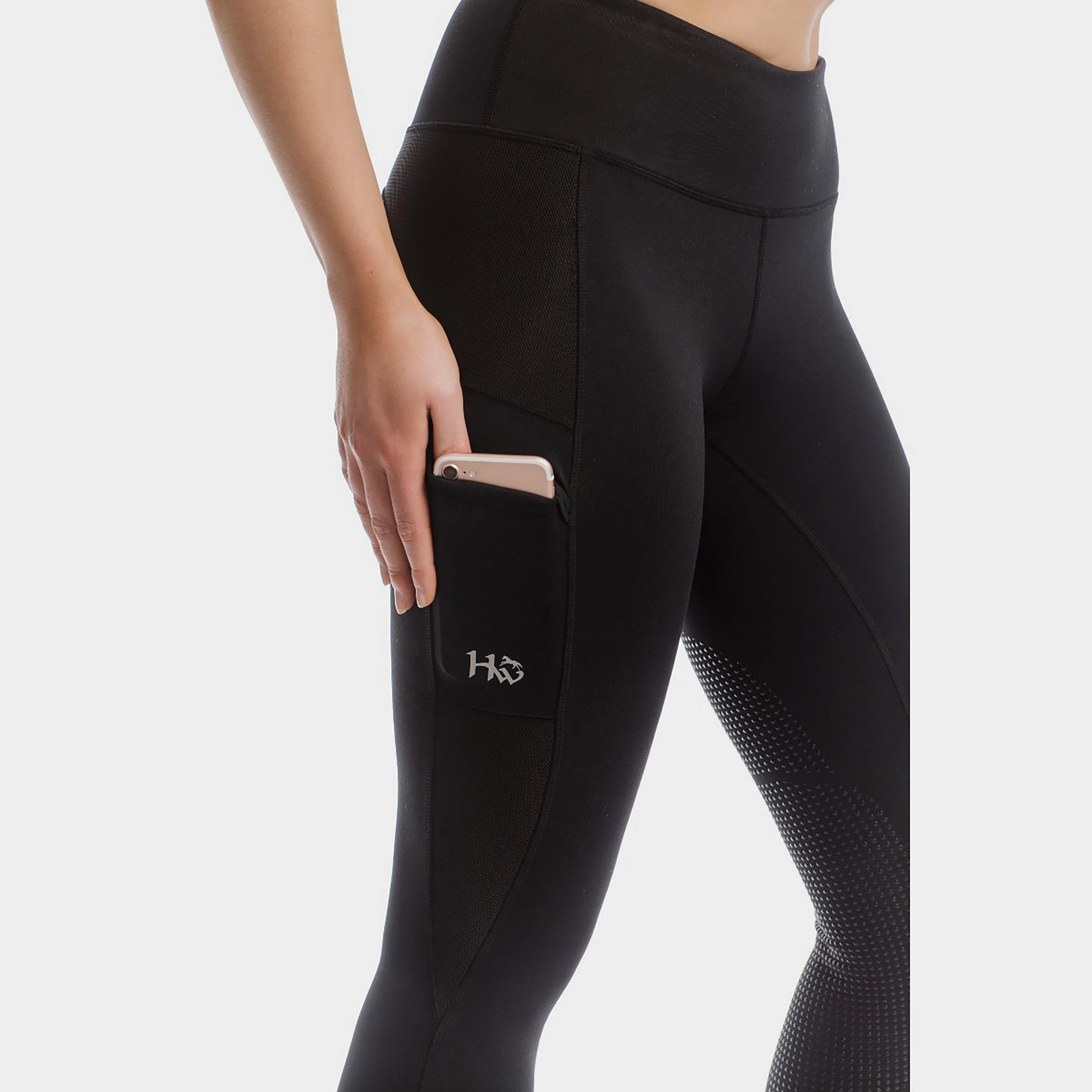 Womens Silicone Grip Riding Tights Black - Image 9