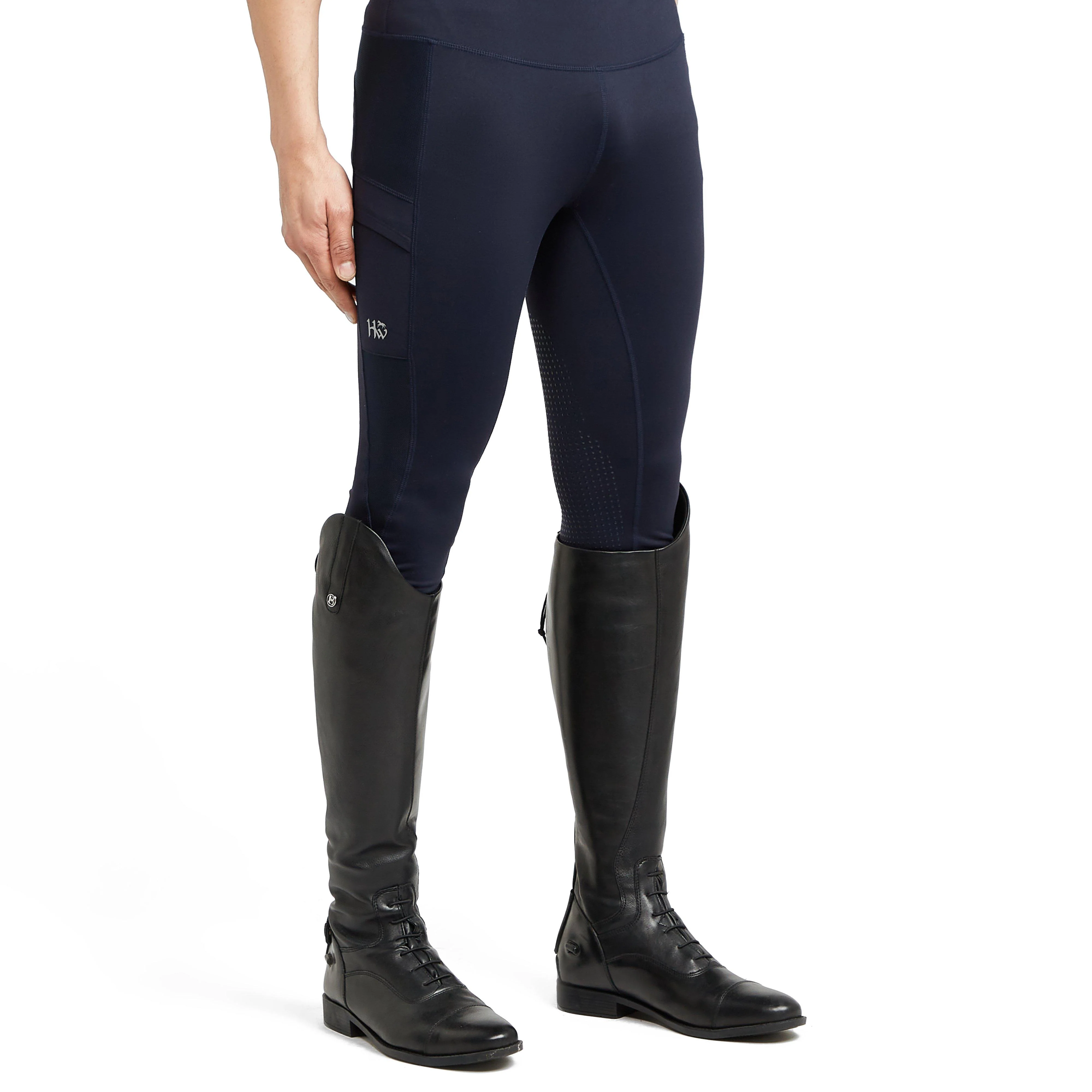 Womens Silicone Grip Riding Tights Navy - Image 9