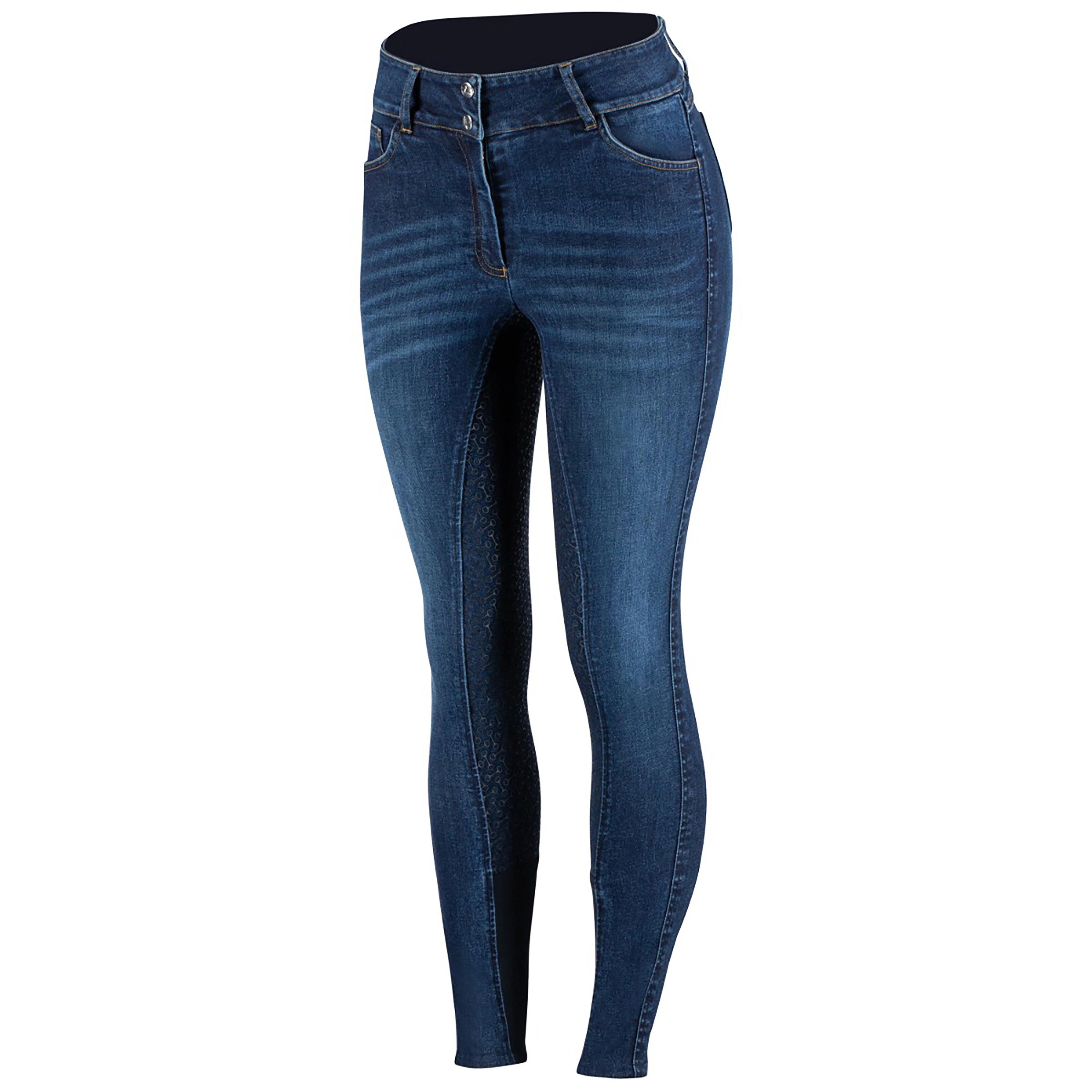 Ladies Kaia High Waisted Silicone Full Seat Breeches Denim - Image 7