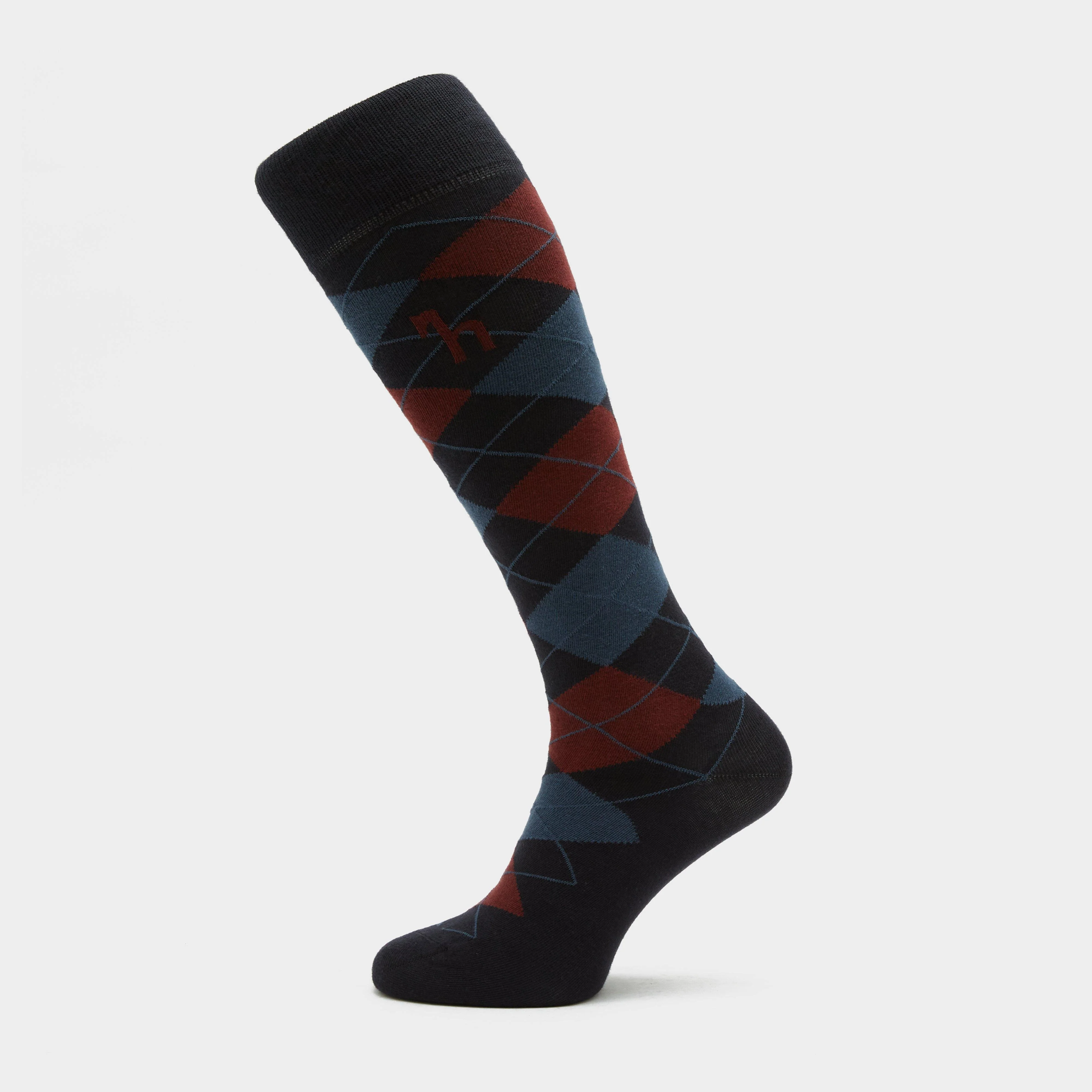 Womens Alana Check Riding Socks Dark Navy/Burgundy Red Mahogany - Image 3