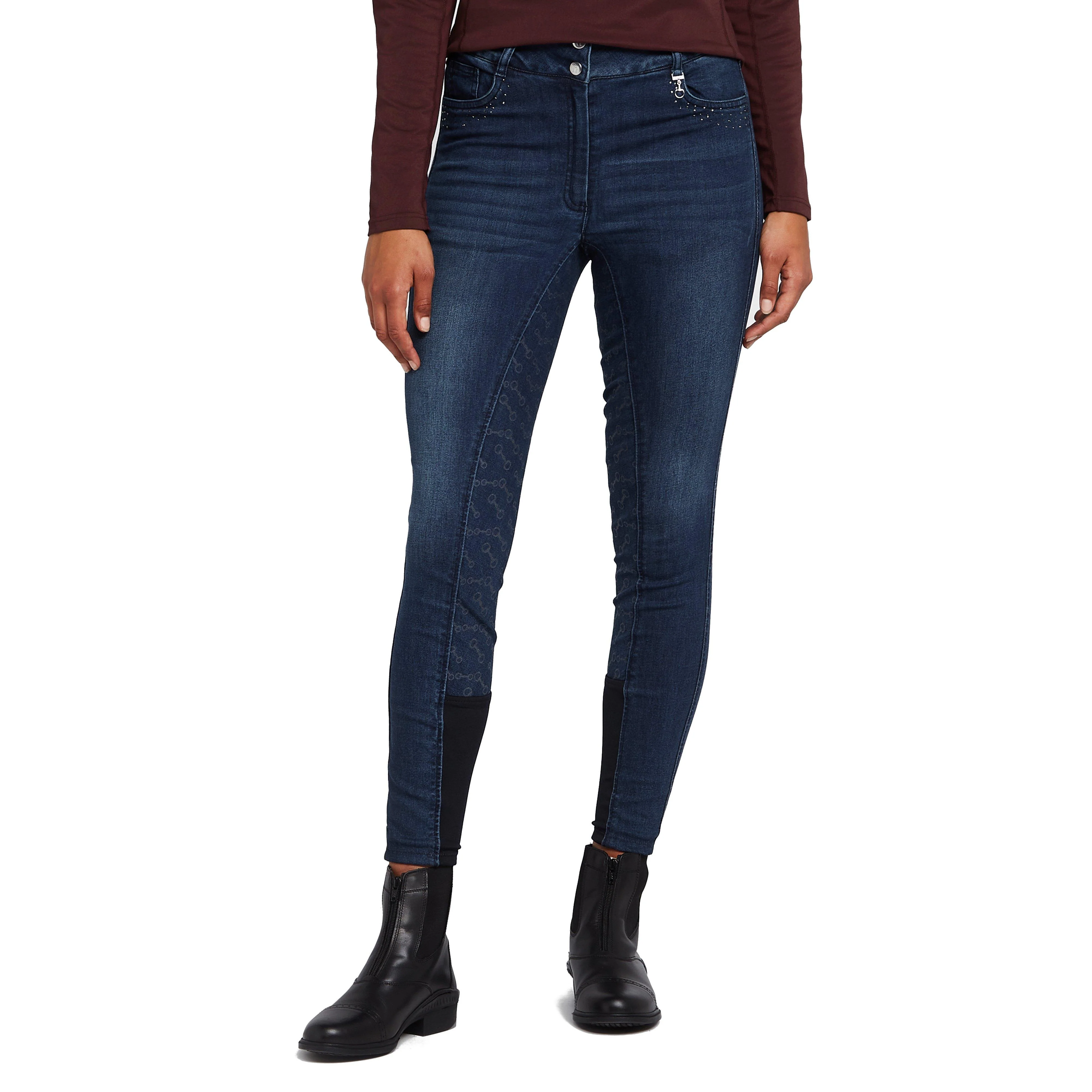 Womens Kaia Denim Silicone Full Seat Breeches With Crystals - Image 10