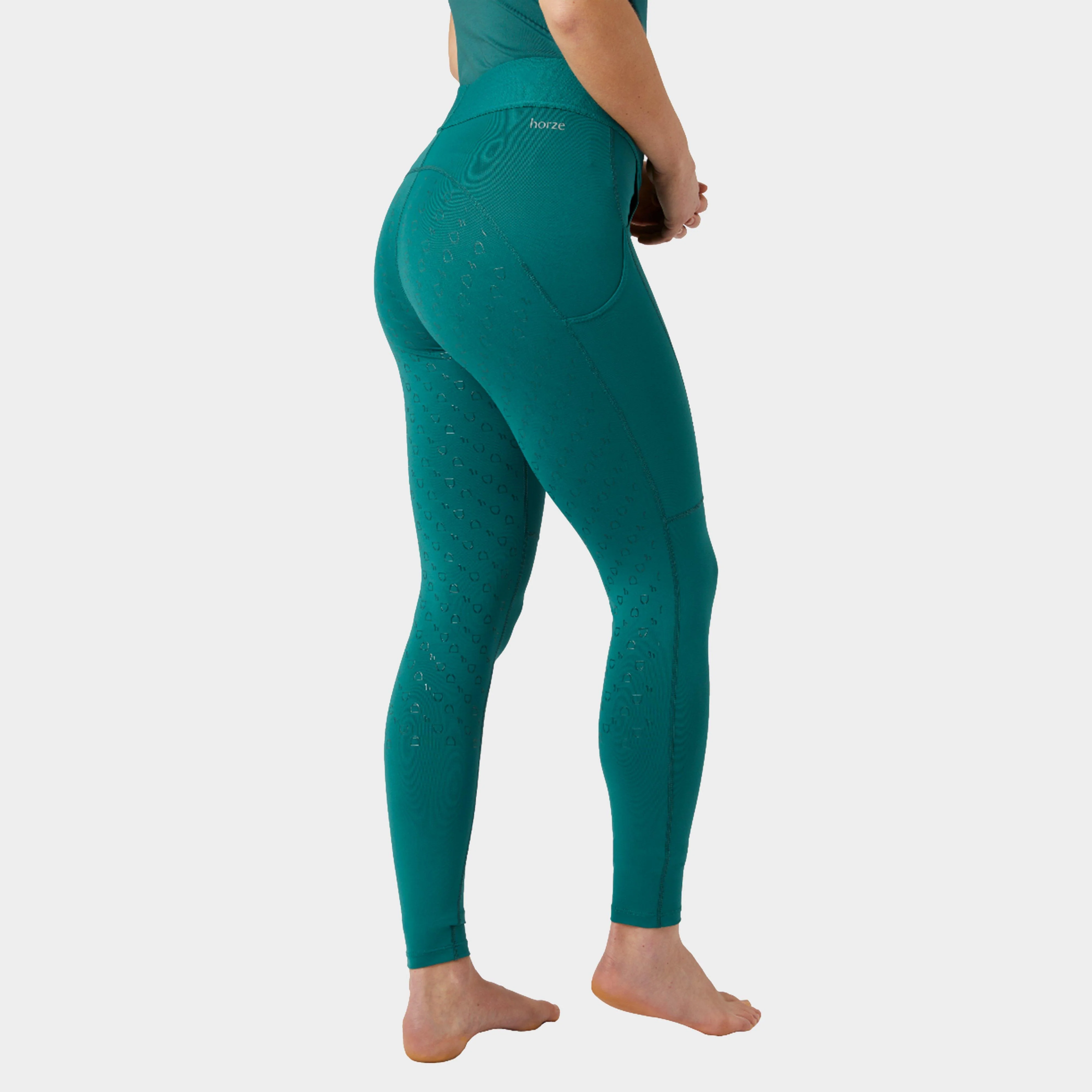 Womens Nadia Full Seat Riding Tights Storm Green - Image 2