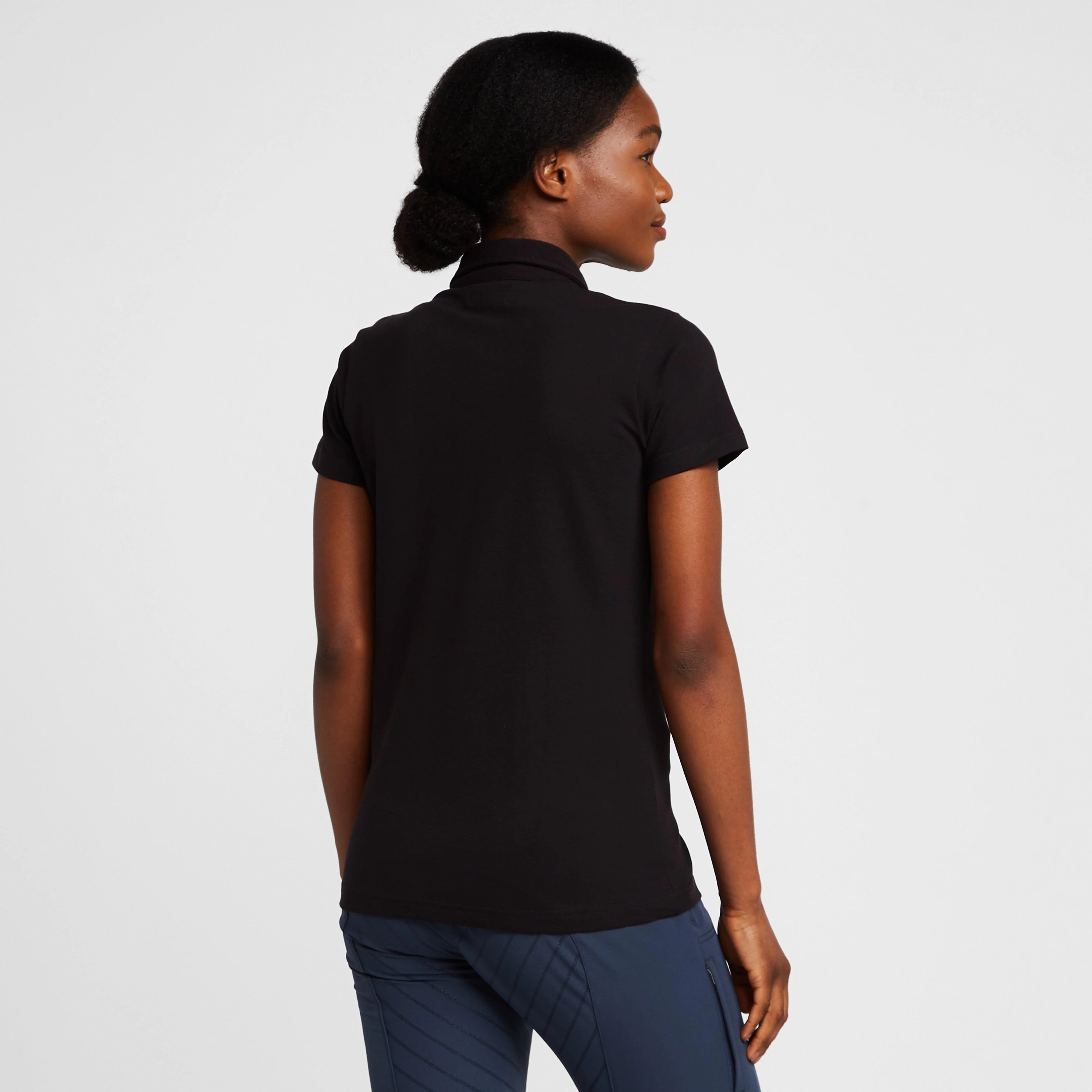 Womens Organic Lia Cotton Polo Shirt Black - Image 2