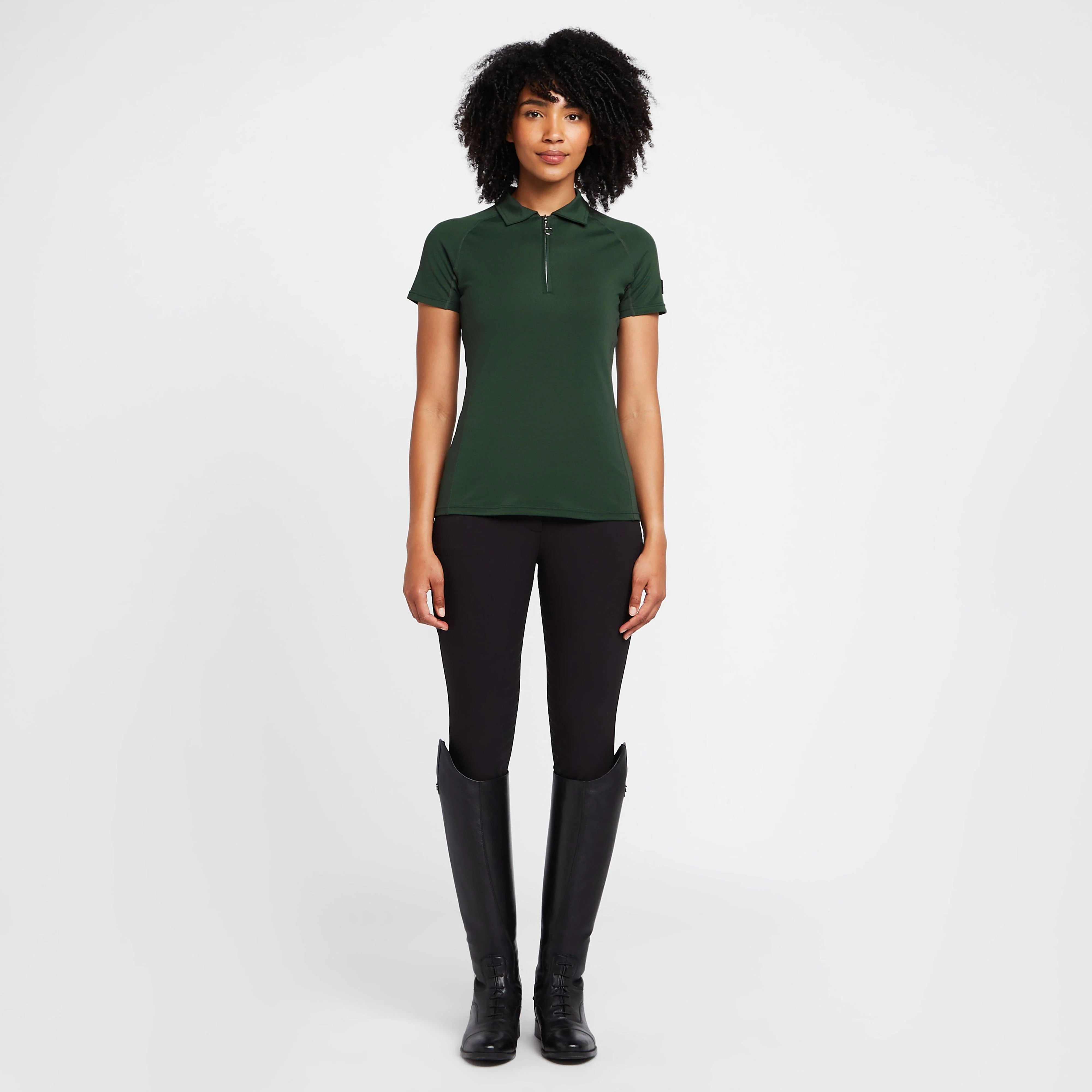 Womens Tiana Pique Short Sleeve Polo Shirt Mountain View Green - Image 3