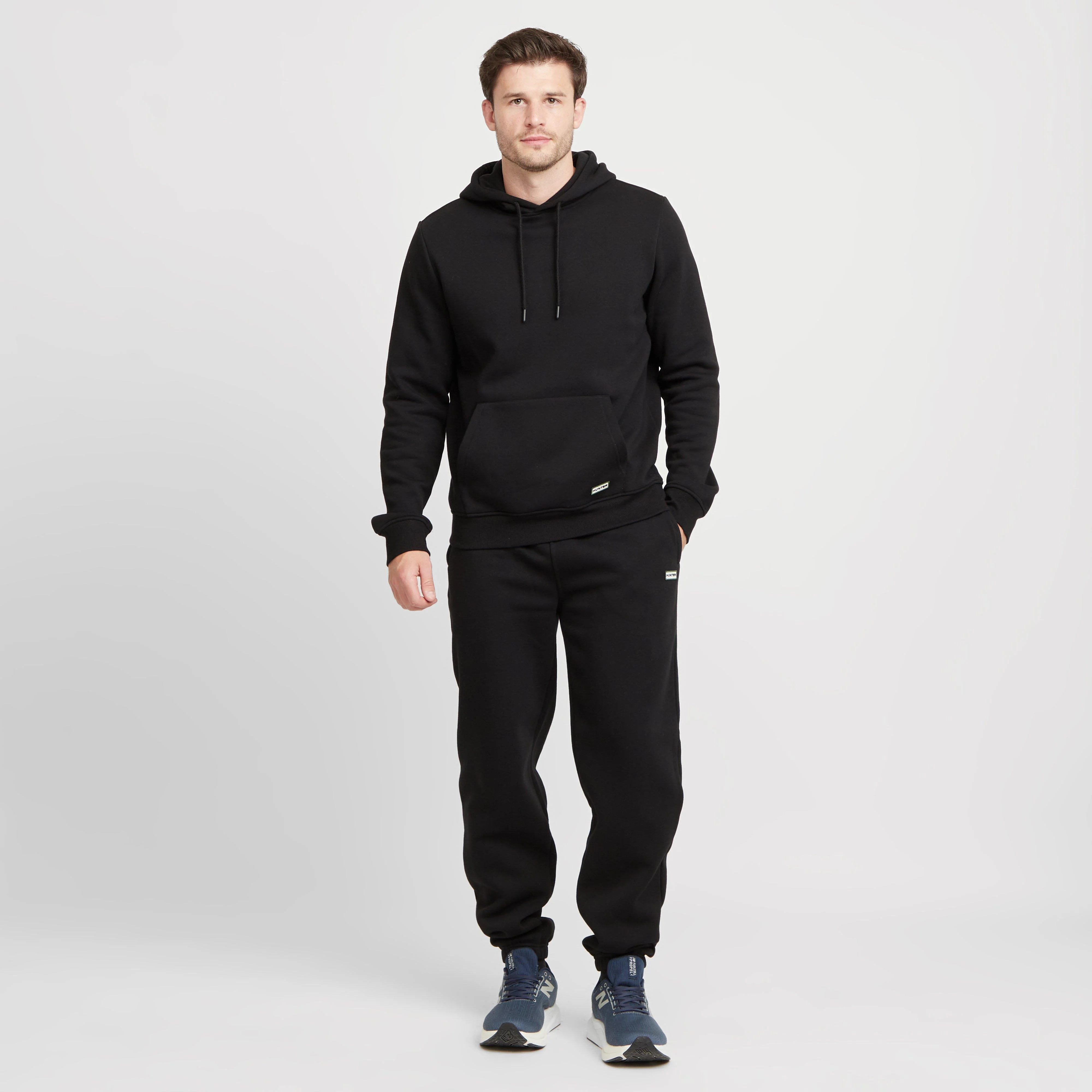Green Label Mens Wishaw Big Logo Hoodie Black - Image 3