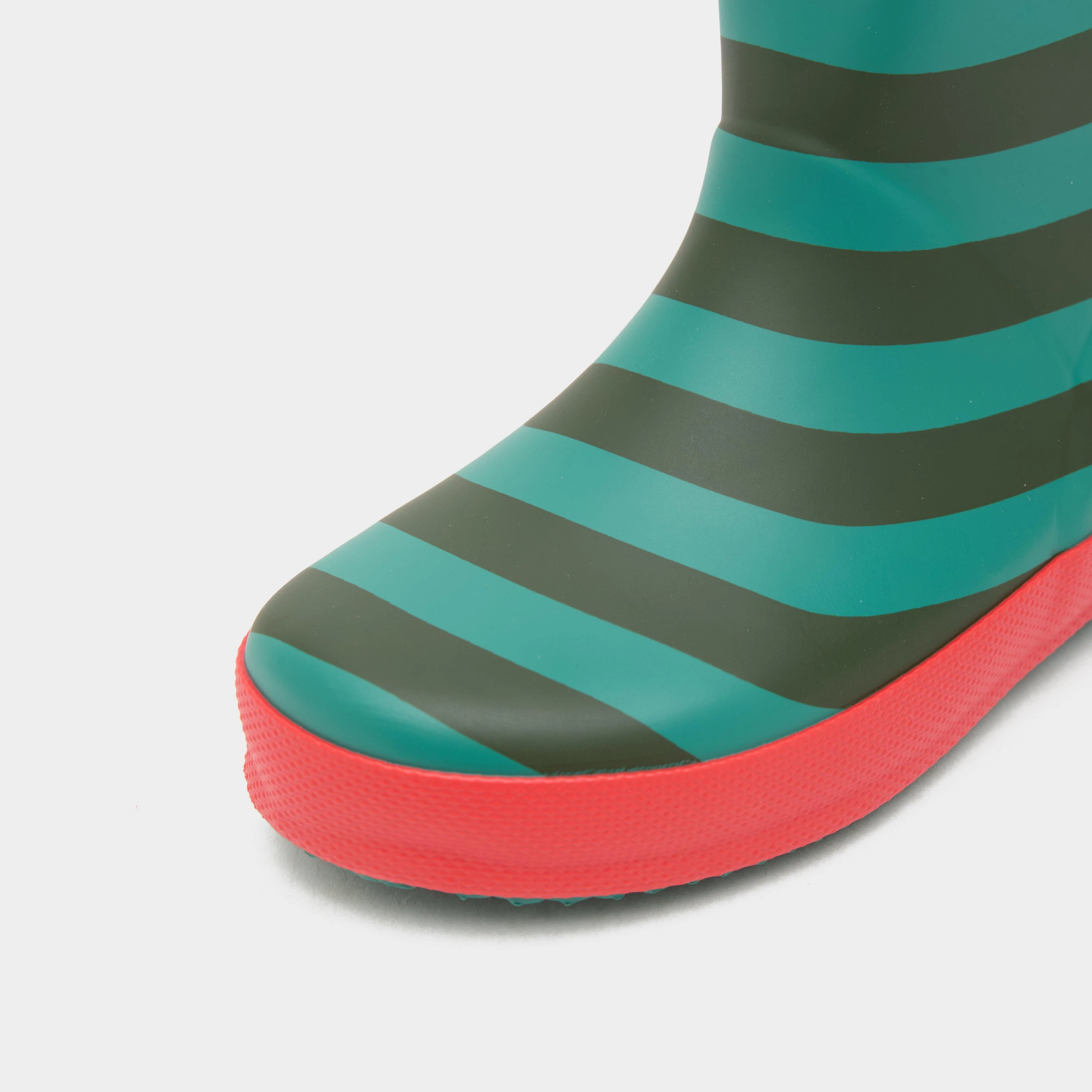 Kids First Classic Elf Stripe Wellington Boots Red/Green - Image 4