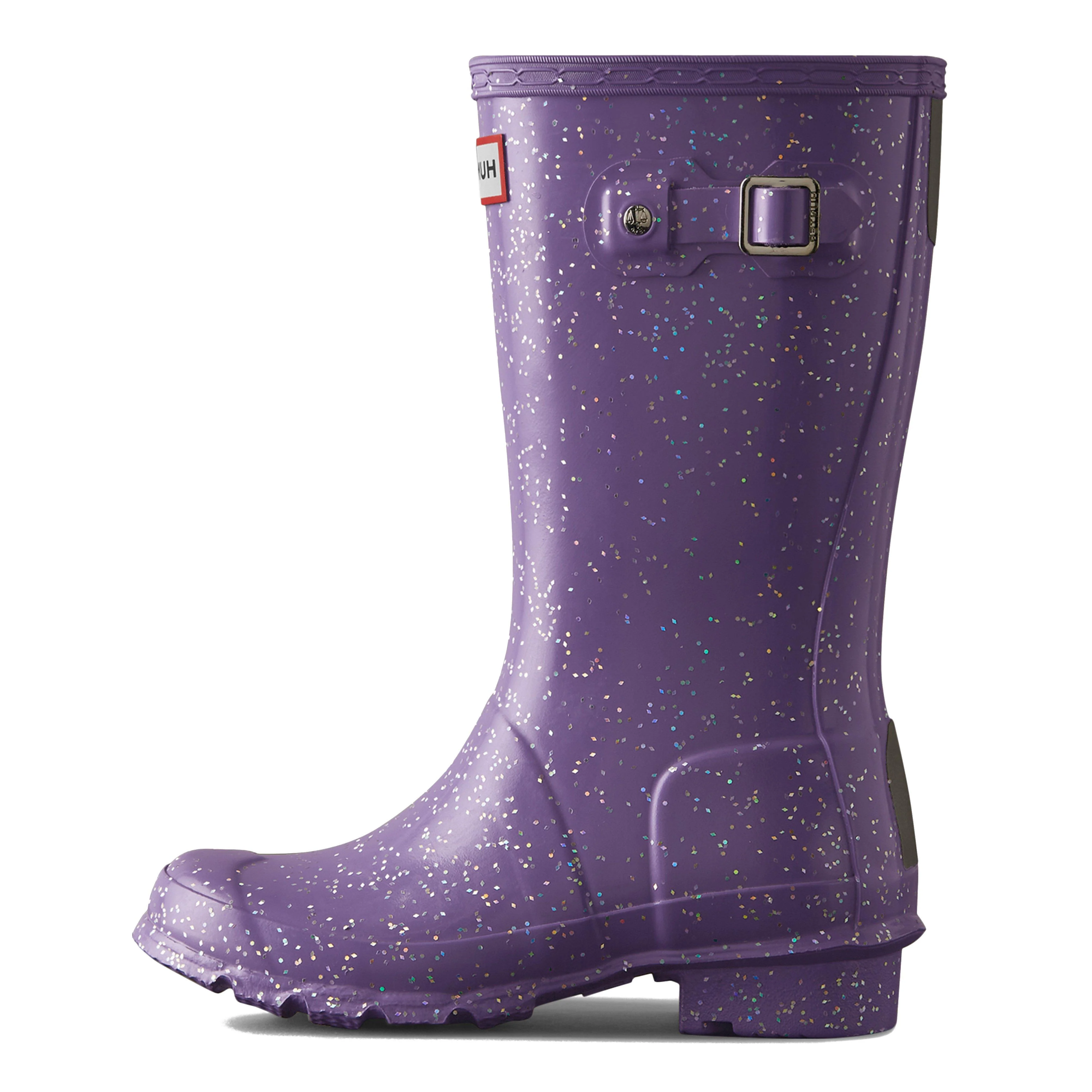 Kids Original Starcloud Glitter Wellington Boots Purple - Image 2