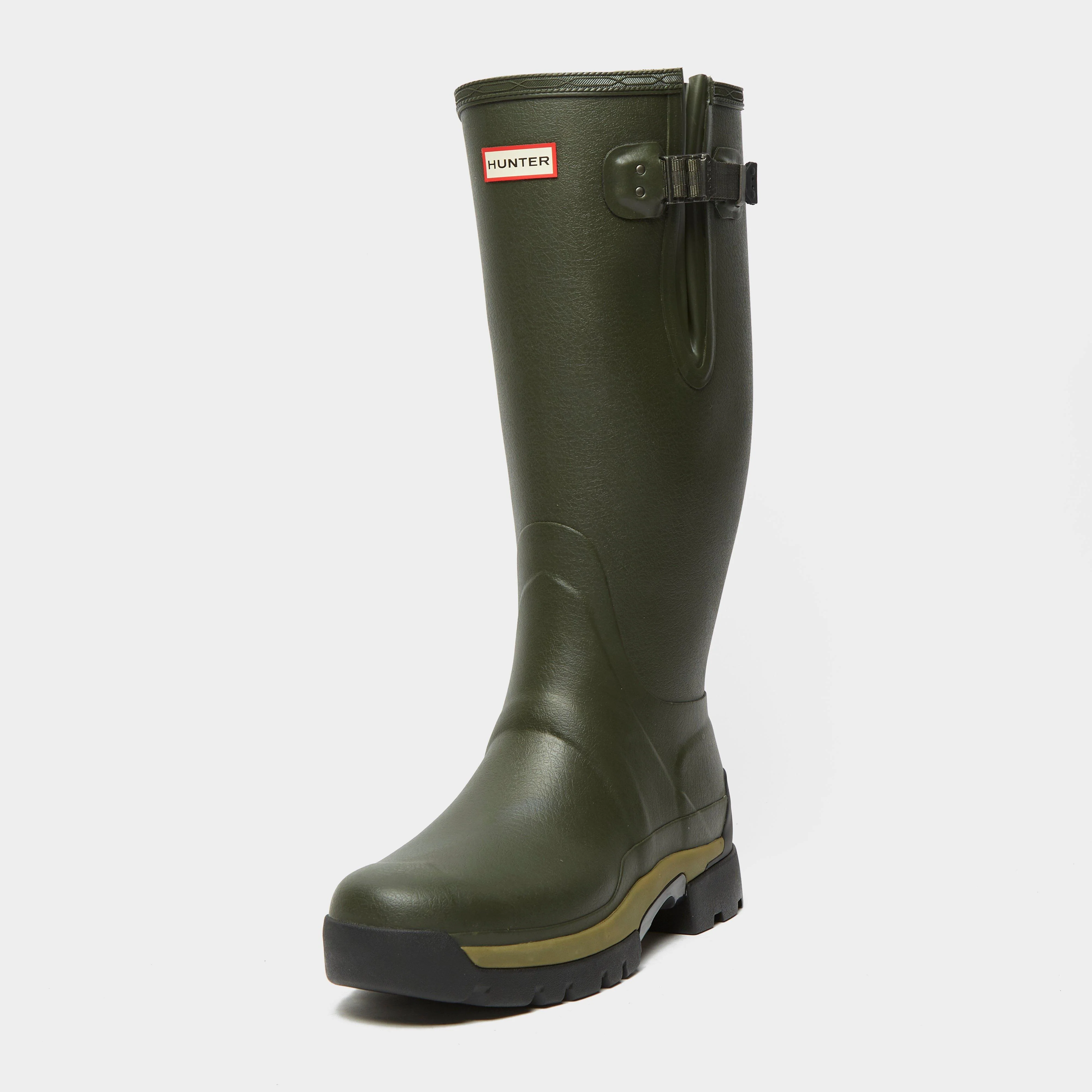Mens Balmoral Neoprene Side Adjustable Wellington Boots Dark Olive - Image 3