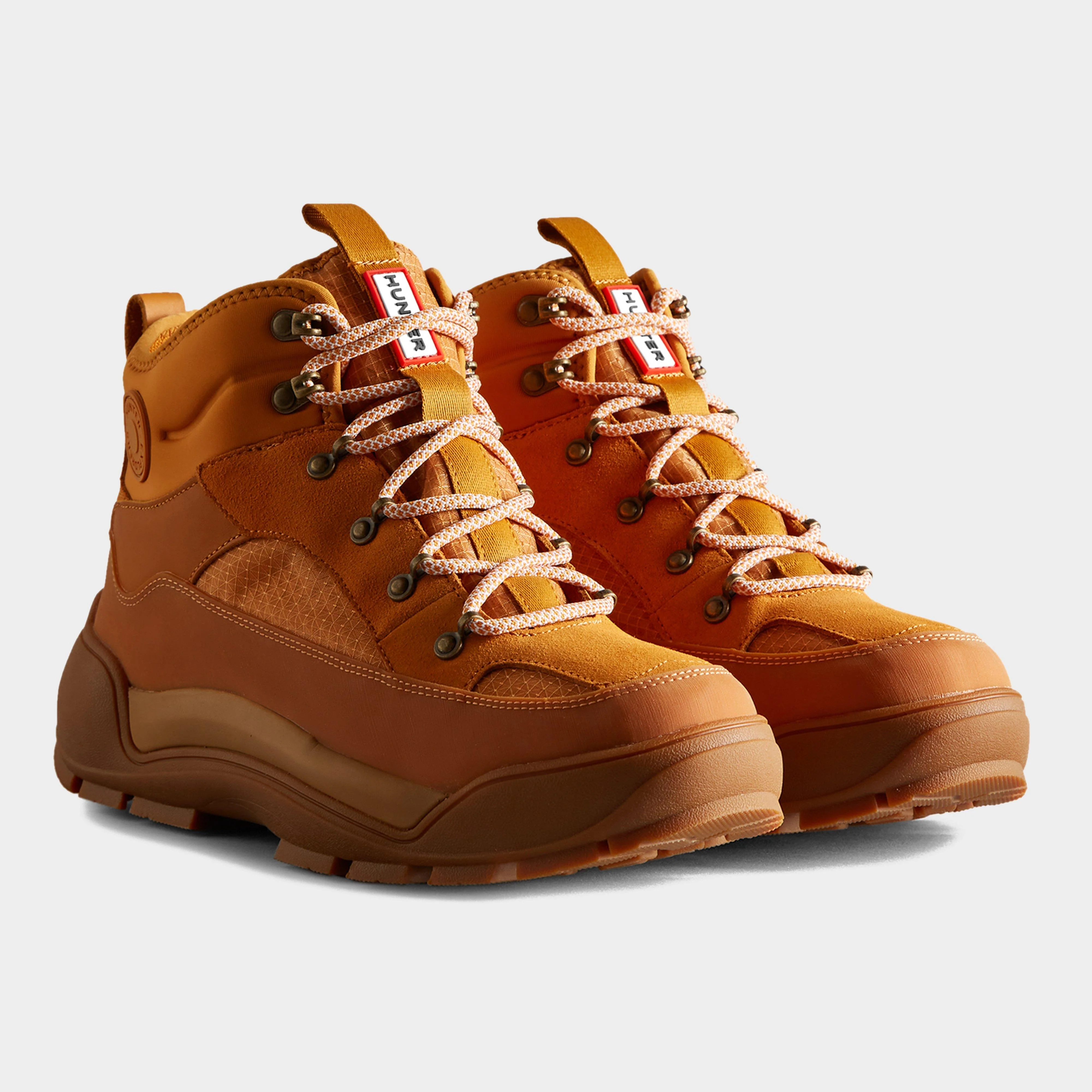 Mens Urban Explorer Leather Lace-Up Commando Boots Orange - Image 2