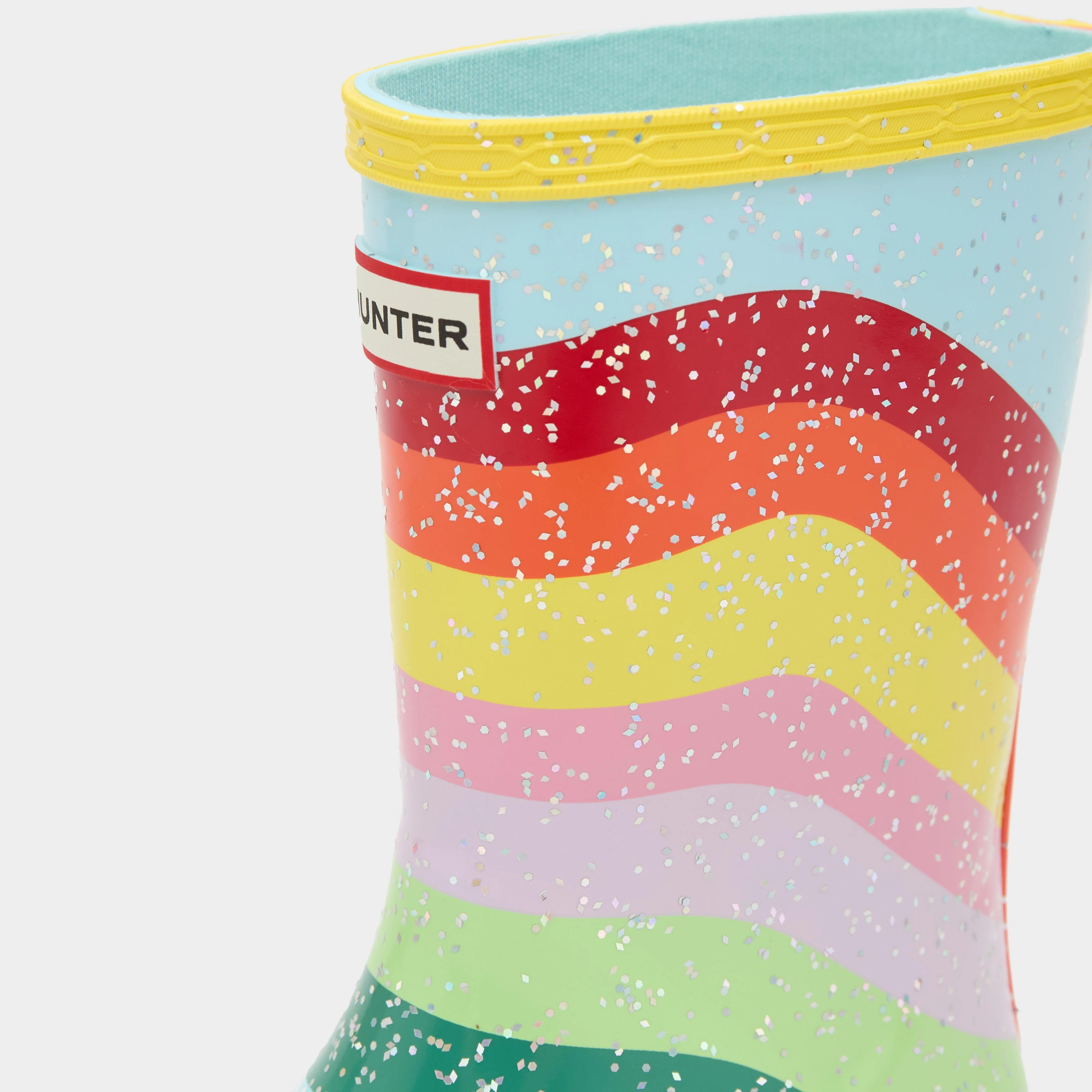 Original First Glitter Wellington Boots Rainbow - Image 5