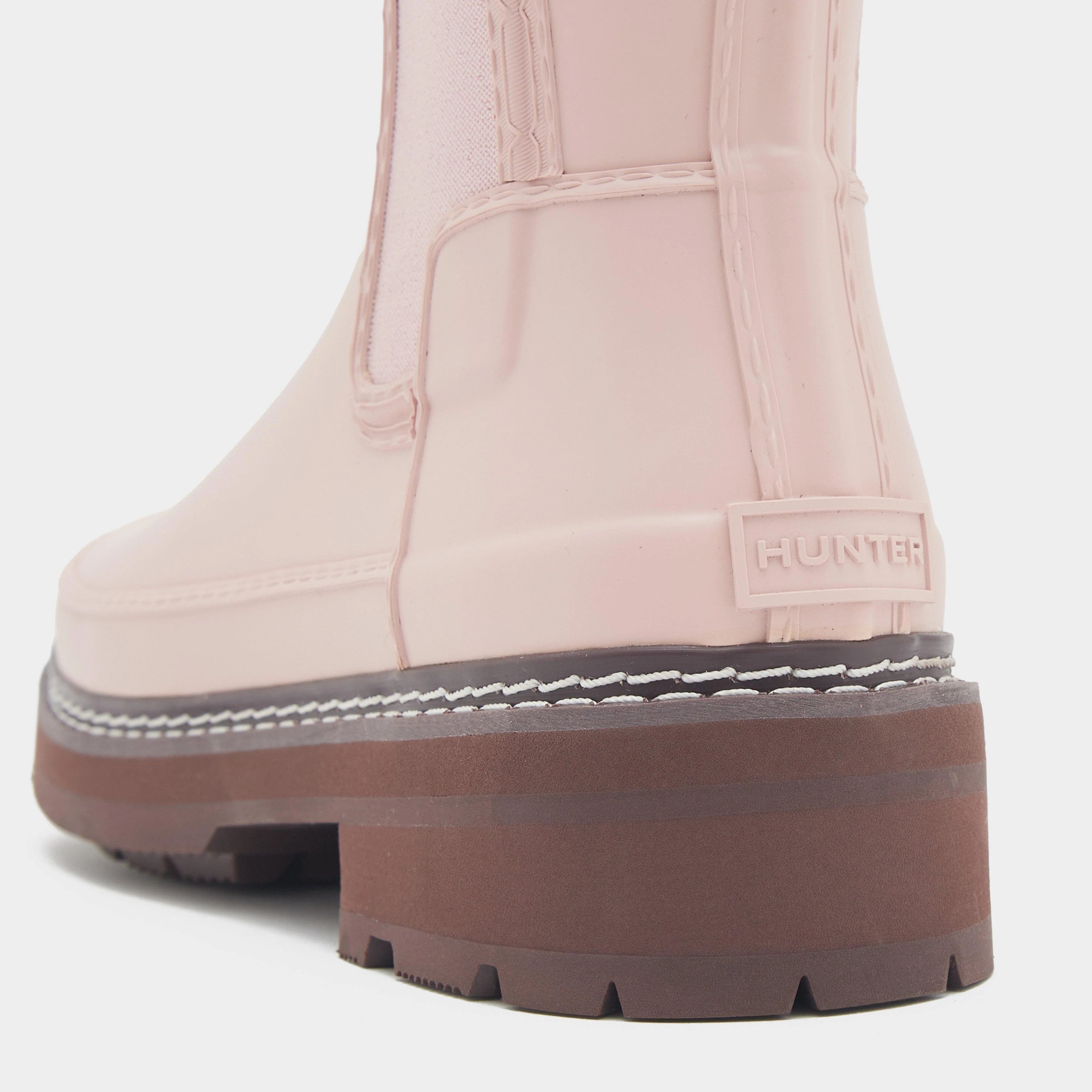 Womens Refined Stitch Detail Chelsea Wellington Boots Pink - Image 6