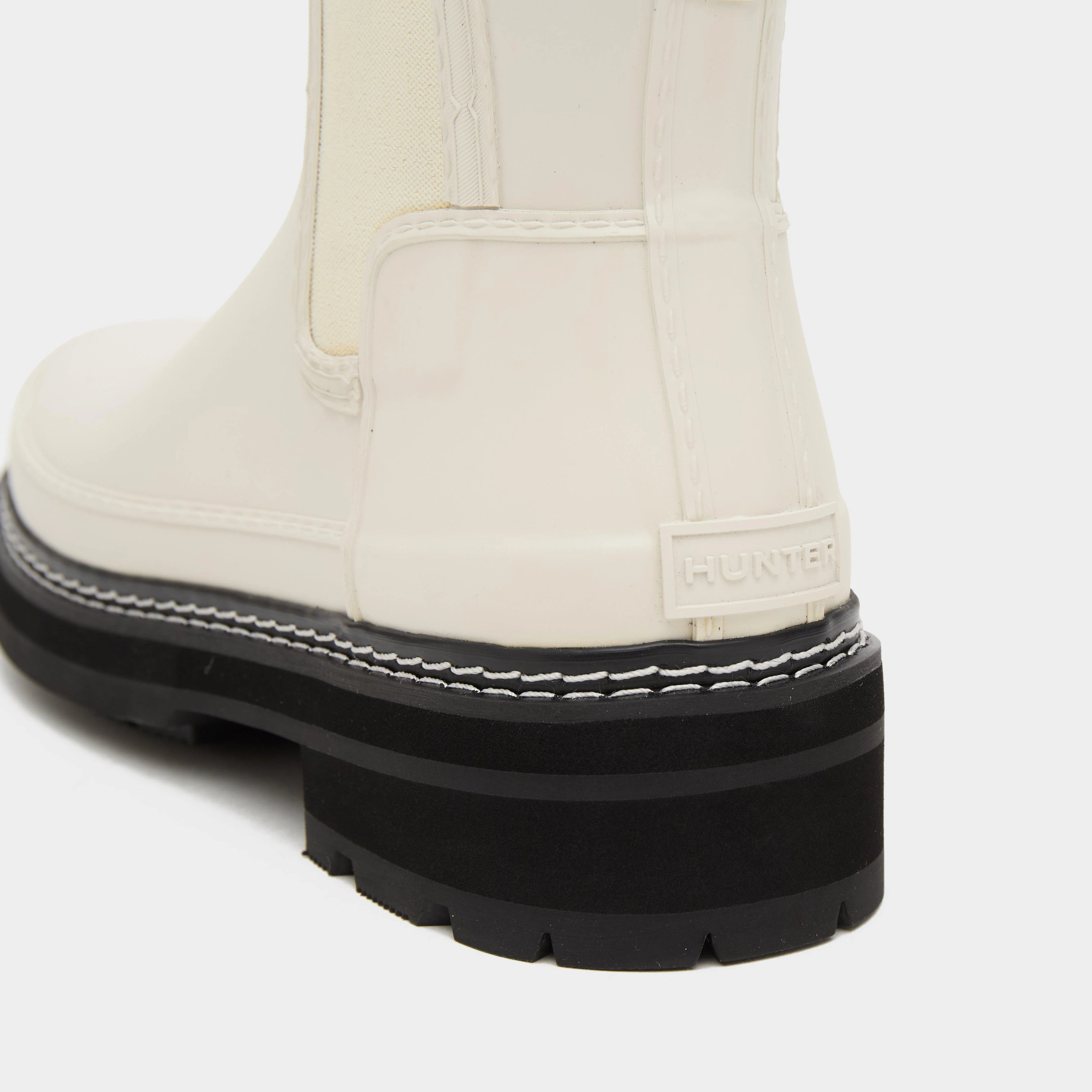 Womens Refined Stitch Detail Chelsea Wellington Boots White - Image 6