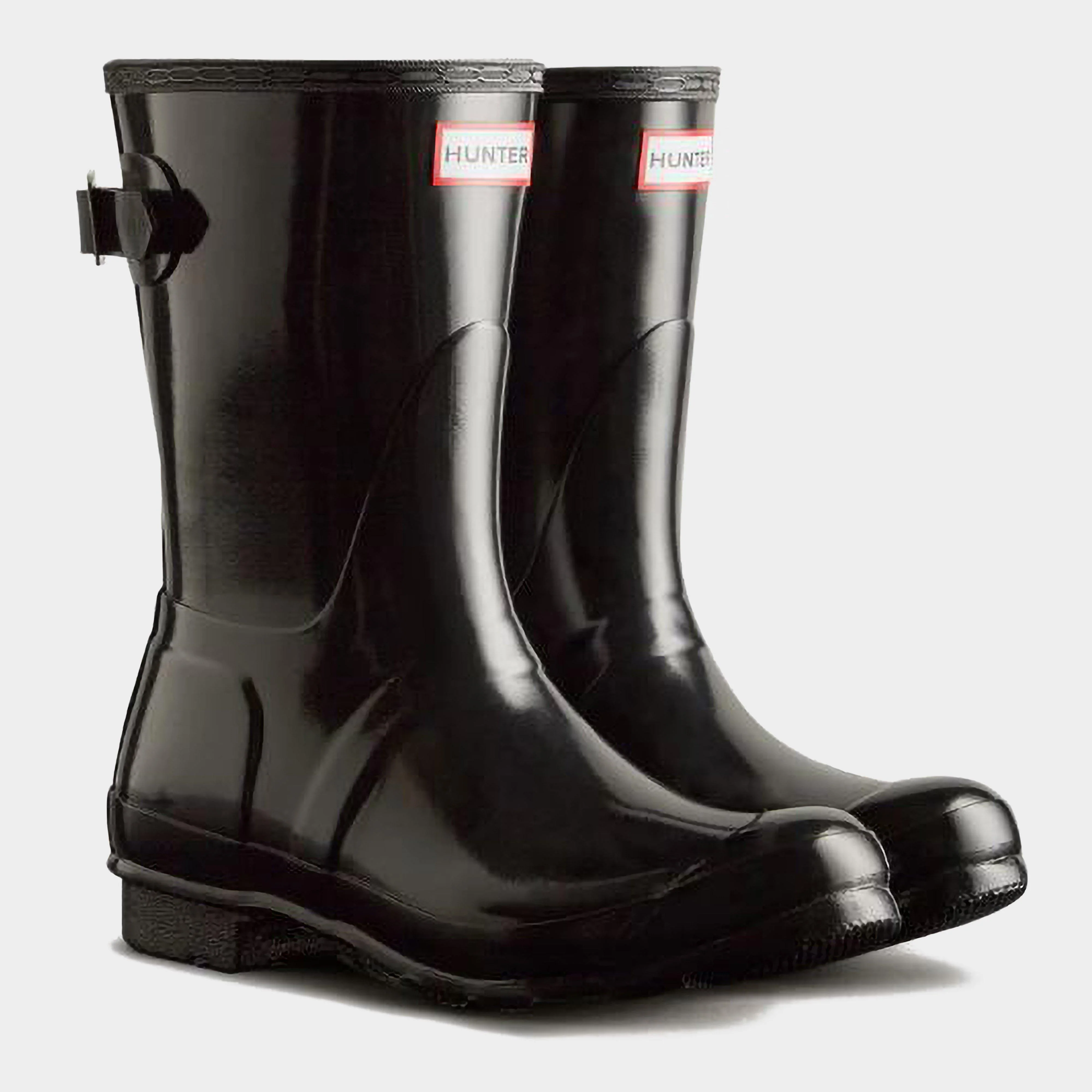 Womens Short Back Adjustable Wellington Boots Black - Image 2