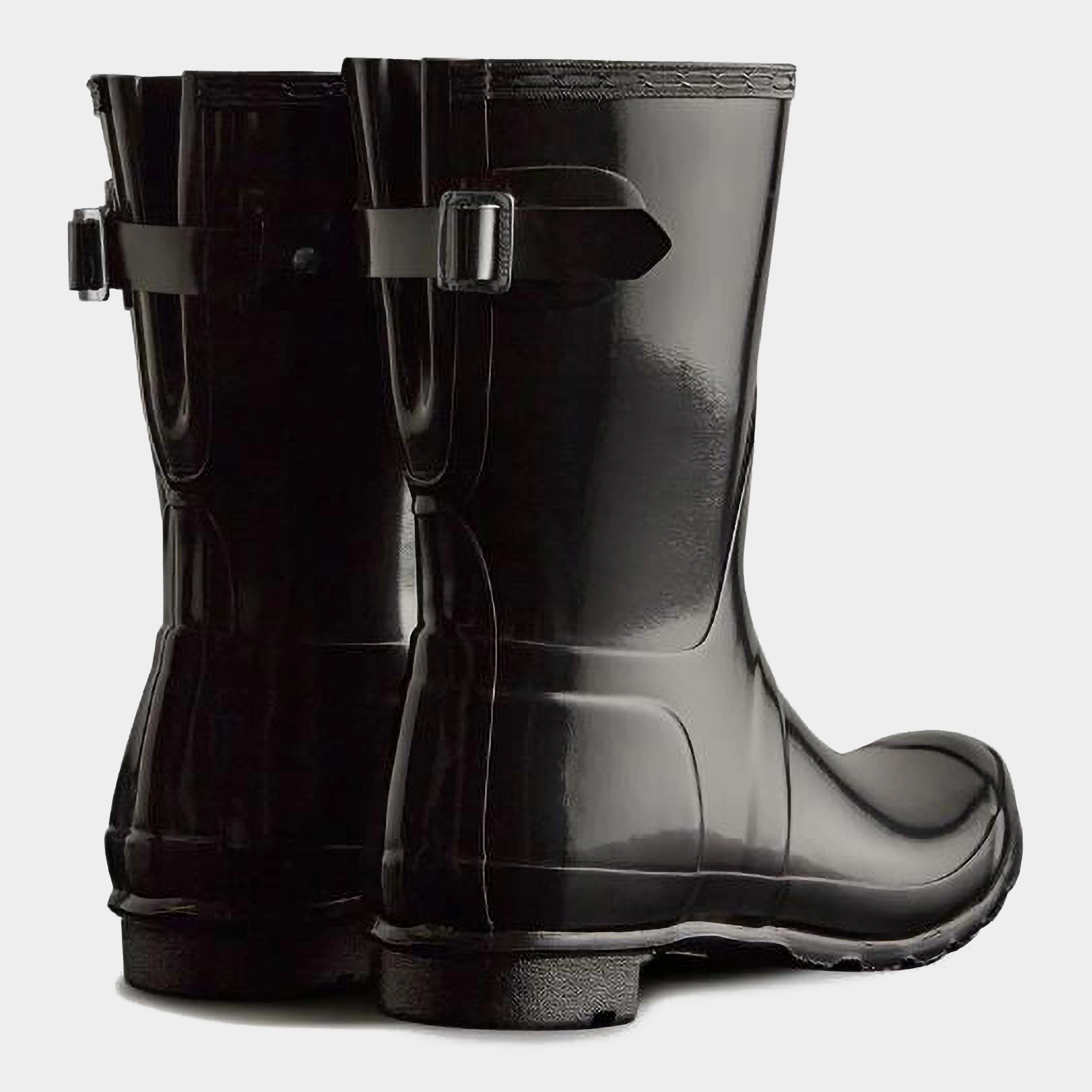 Womens Short Back Adjustable Wellington Boots Black - Image 3